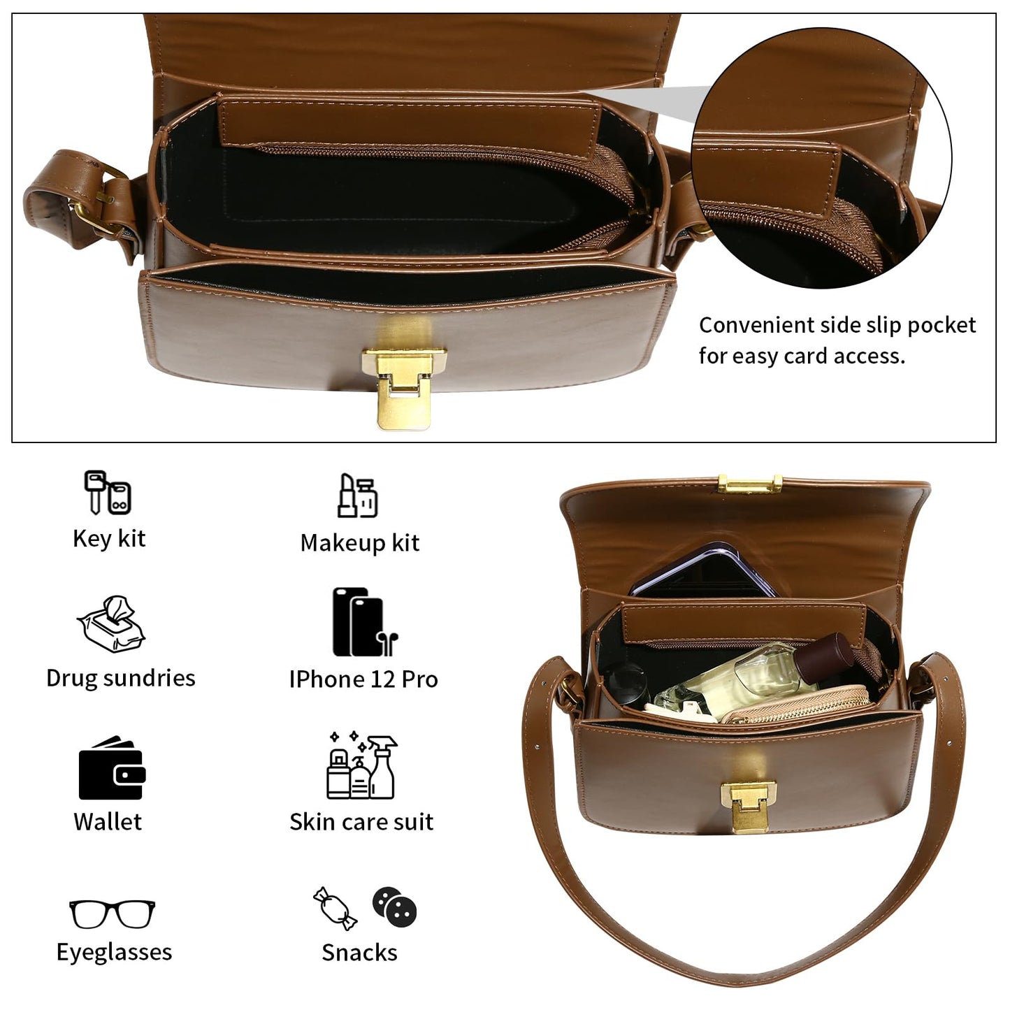 Women’s Crossbody Purse | Adjustable Strap, Convertible to Shoulder Bag, Small Handbag with Removable Strap