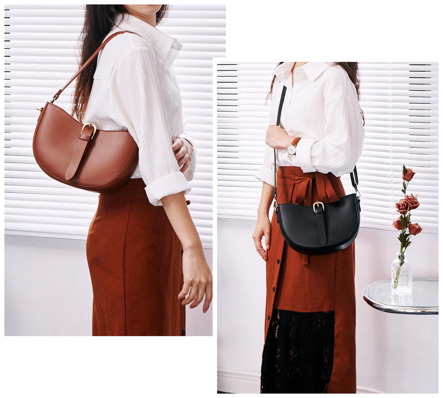 Vintage Vegan Leather Shoulder Crescent Bag For Women Retro Lunar Purse Casual Hobo Satchel Under Arm Purse Lady Handbag