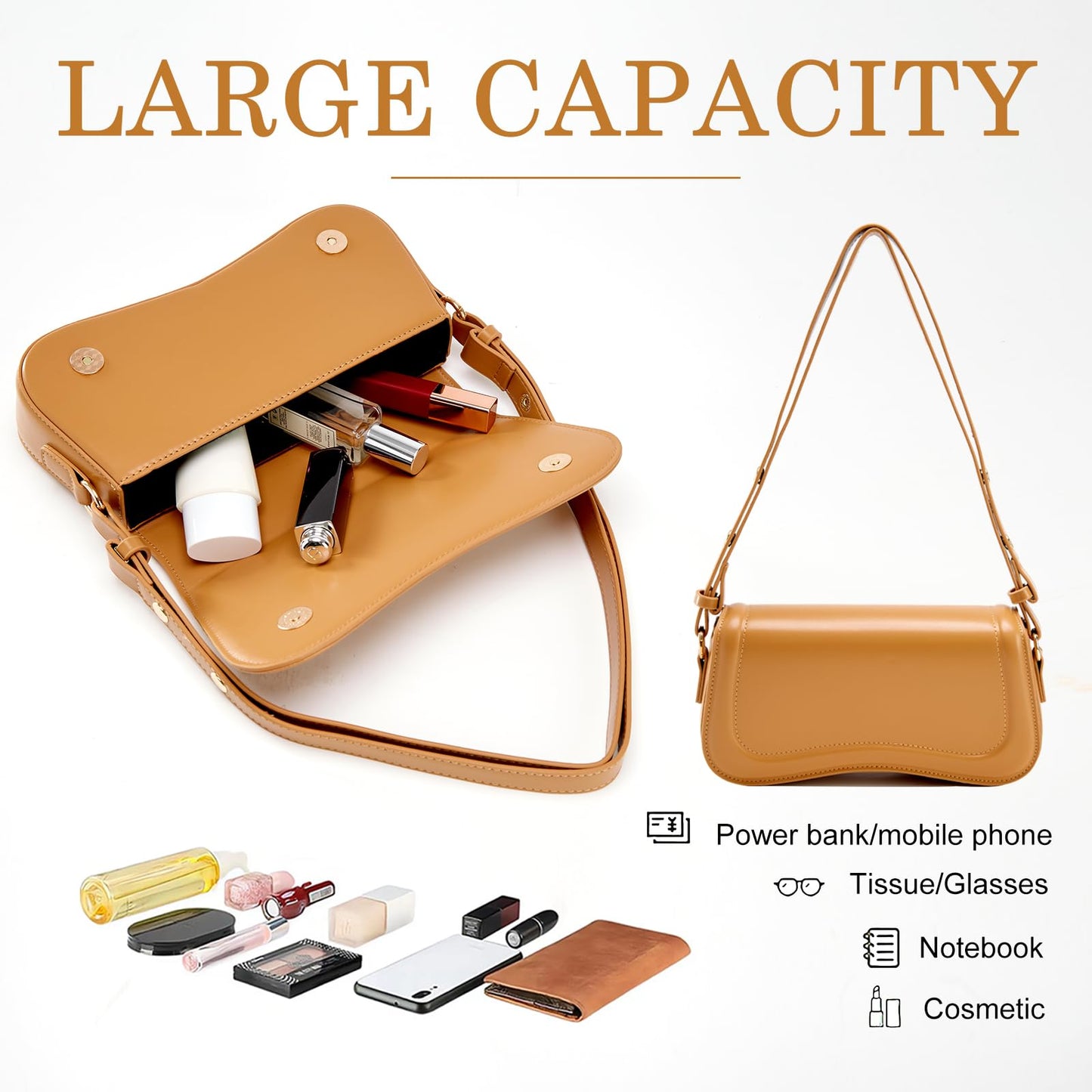 Small Shoulder Bag for women,Crossbody Purses,Leather Tote Handbag Clutch Hobo Purse,with Zipper Closure for Women