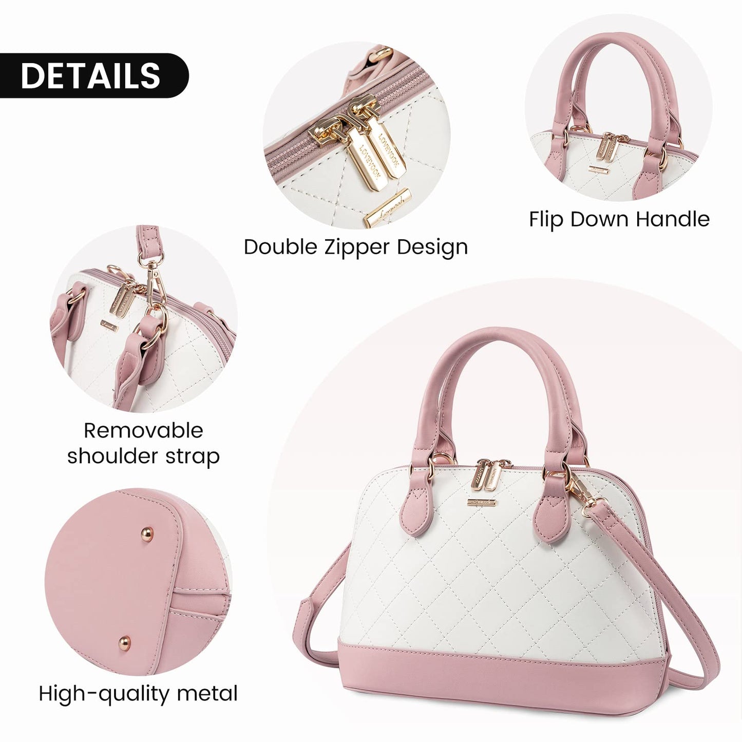 LOVEVOOK Purse for Women Small Crossbody Bags Classic Double Zip Top Handle Dome Satchel Bag