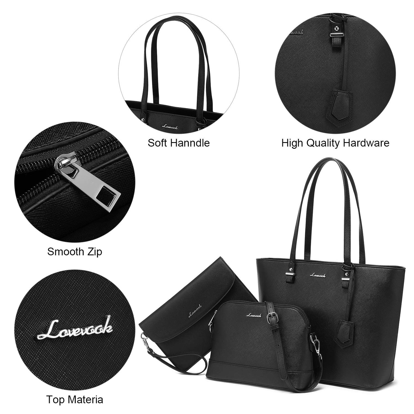 LOVEVOOK Handbags for Women Shoulder Bags Tote Satchel Hobo 3pcs Purse Set