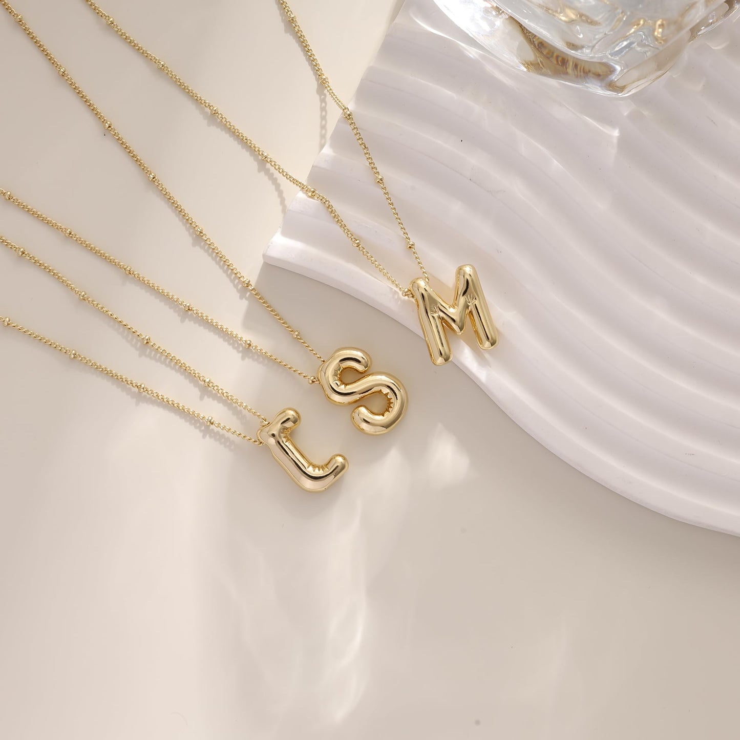 Gold Bubble Letter Necklace for Women, 14k Gold Plated Balloon Initial Letter Pendant Necklace Dainty Charm Initial Necklaces for Women Trendy Chunky Custom Name Necklace Gold Jewelry for Women