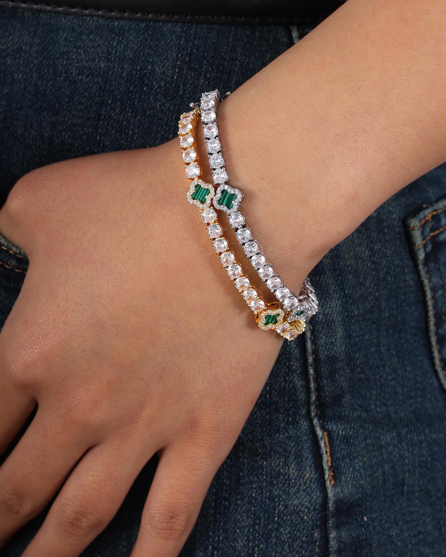 Clover Tennis Bracelet, Zircon Stones