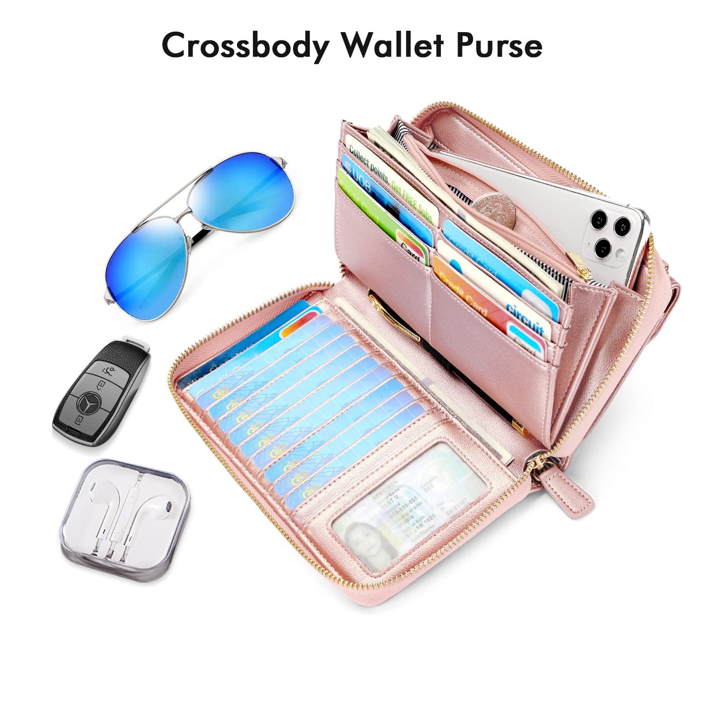 Wallets for Women Credit Card Slots with RFID Blocking Large Capacity Wristlet