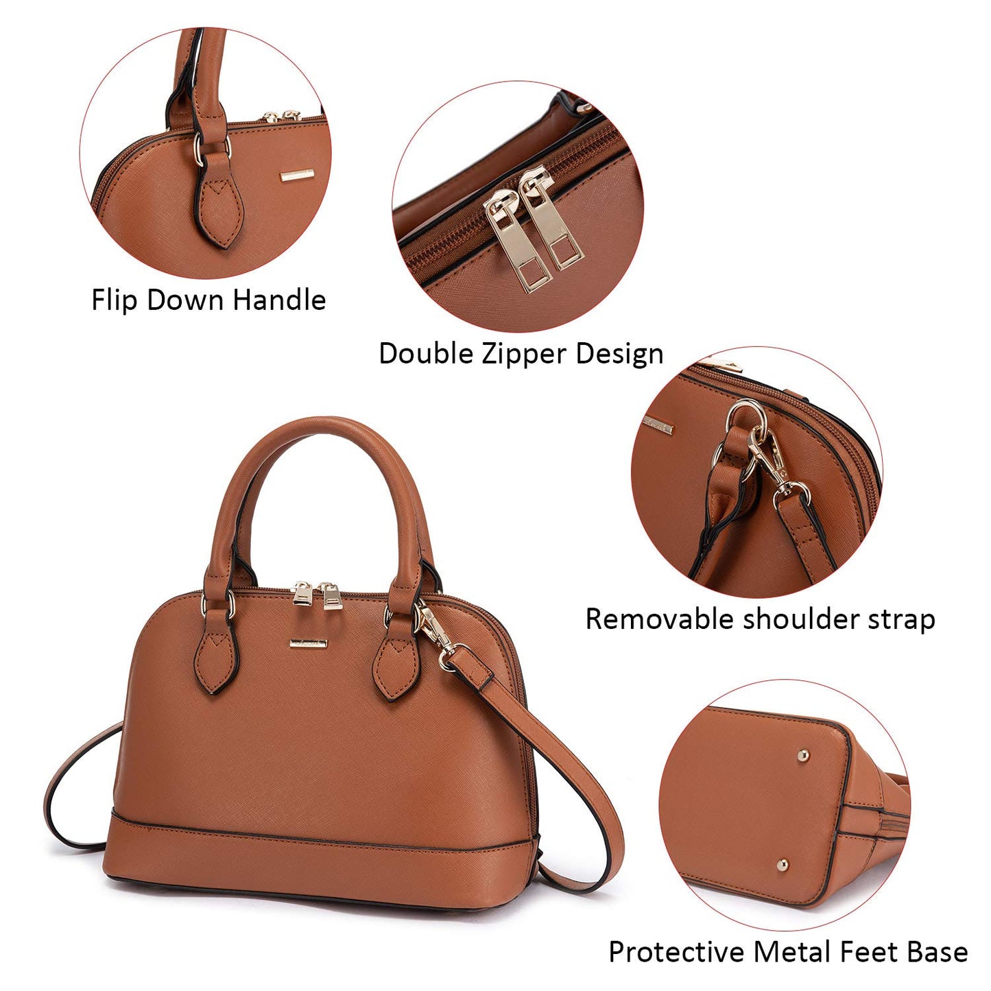 LOVEVOOK Purse for Women Small Crossbody Bags Classic Double Zip Top Handle Dome Satchel Bag