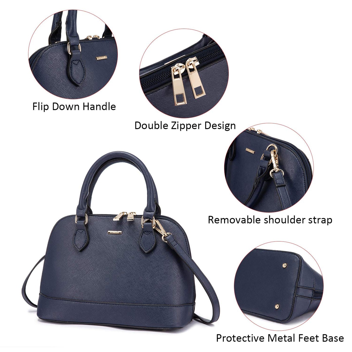 LOVEVOOK Purse for Women Small Crossbody Bags Classic Double Zip Top Handle Dome Satchel Bag