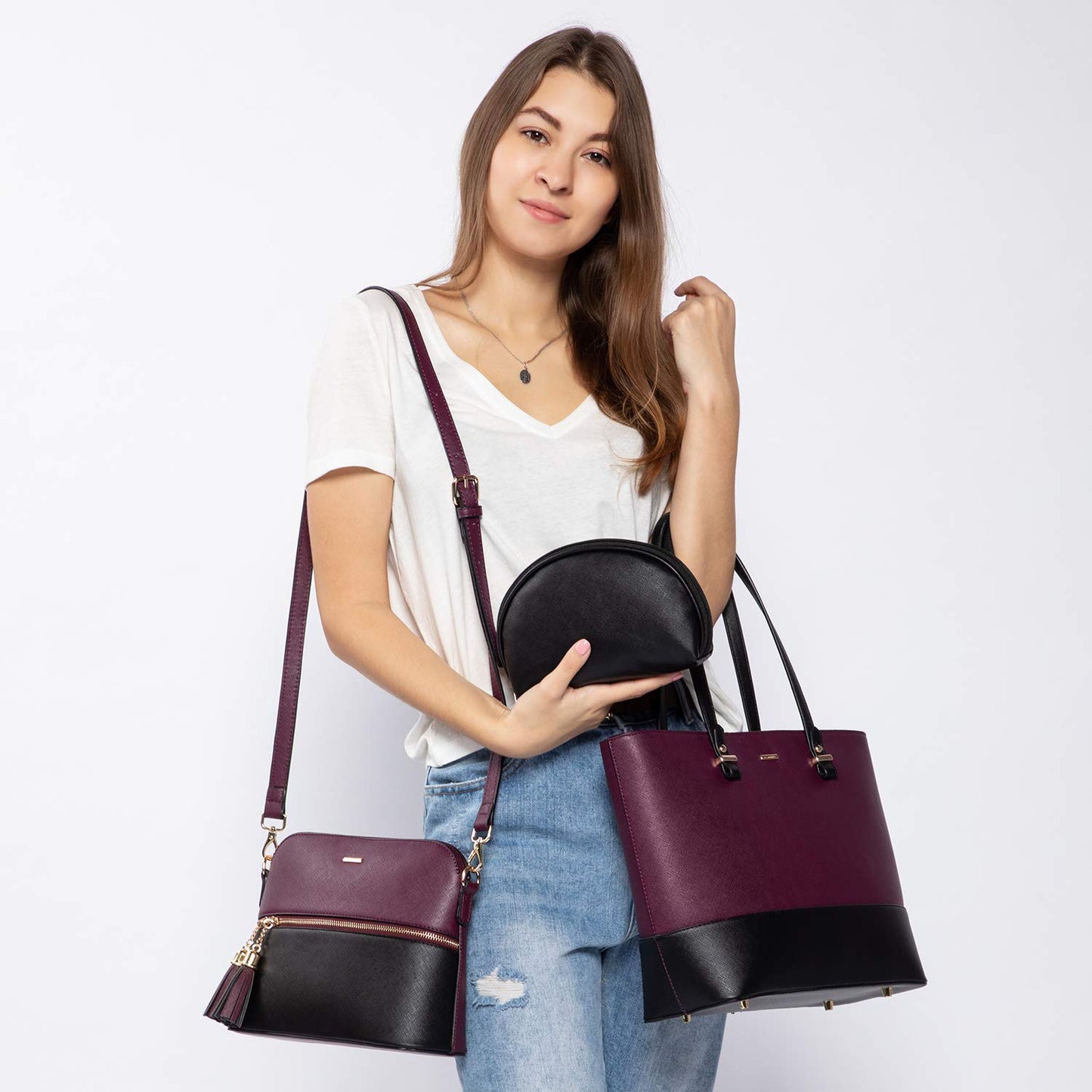 LOVEVOOK Handbags for Women Shoulder Bags Tote Satchel Hobo 3pcs Purse Set