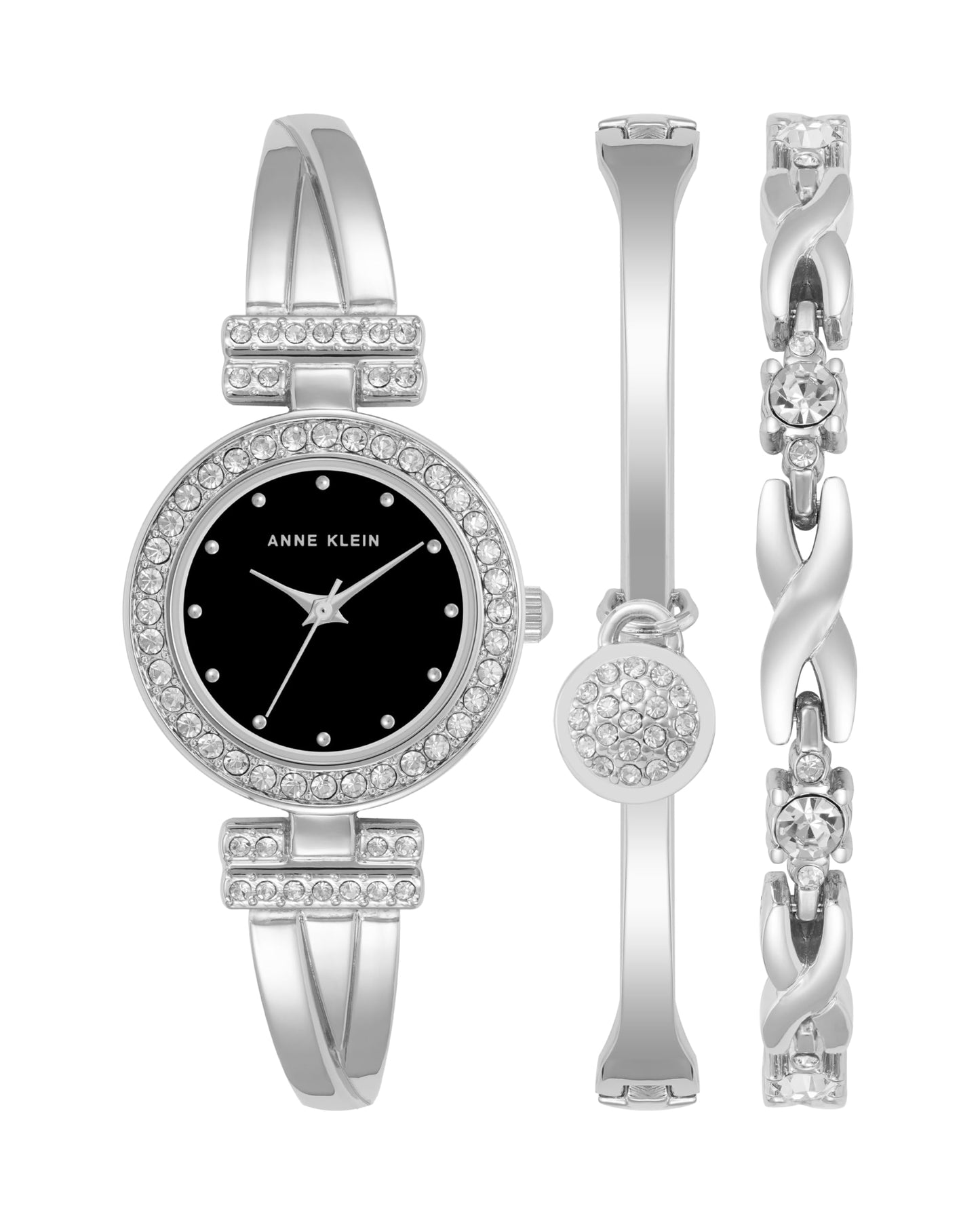 Women's Premium Crystal Accented Bangle Watch and Bracelet Set | Anne Klein