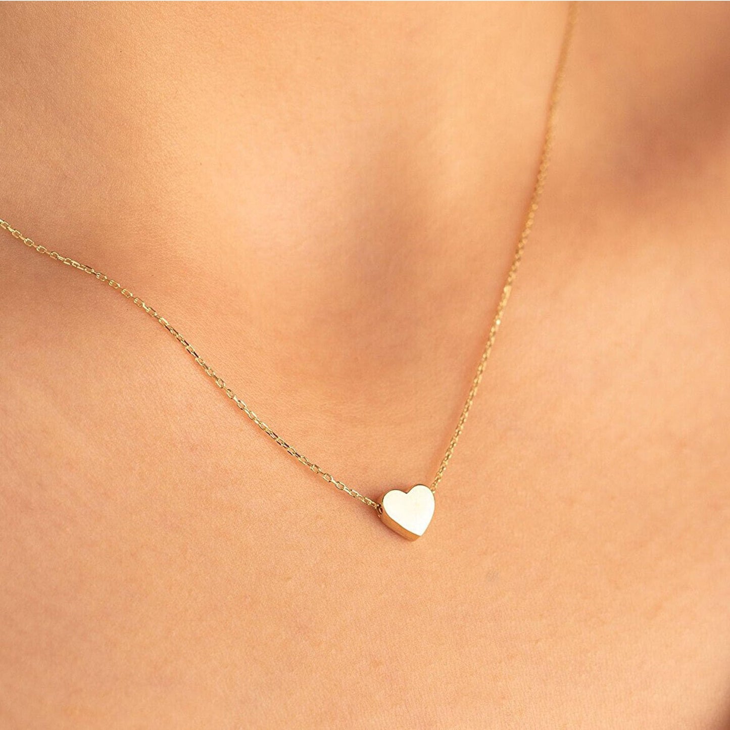 Dainty Gold Necklace for Women Girls Trendy - 14K Gold/Silver Plated Cute Heart Necklace for Women Handmade Heart Choker Necklace Tiny Heart Jewelry Gifts for Women Girls Teen Girls Stuff