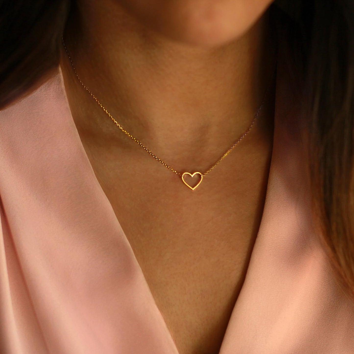 Dainty Gold Necklace for Women Girls Trendy - 14K Gold/Silver Plated Cute Heart Necklace for Women Handmade Heart Choker Necklace Tiny Heart Jewelry Gifts for Women Girls Teen Girls Stuff