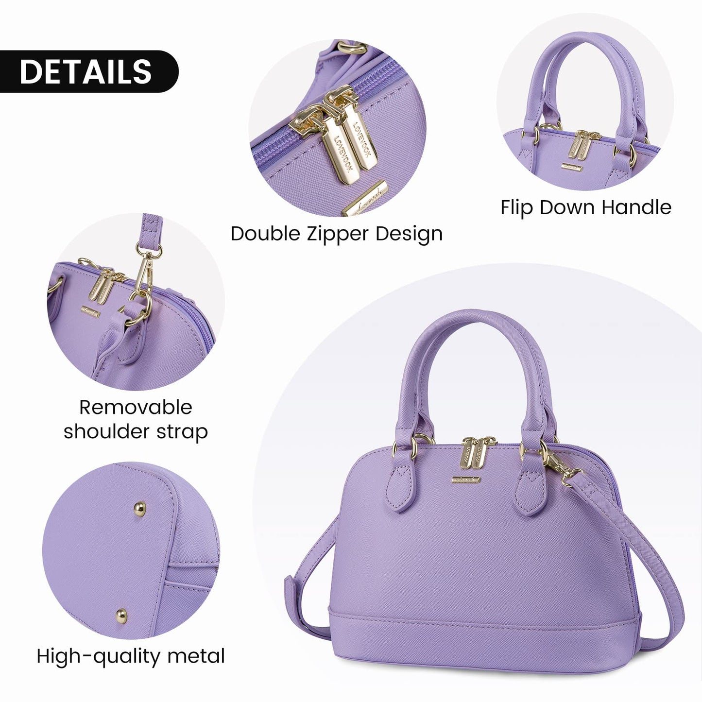 LOVEVOOK Purse for Women Small Crossbody Bags Classic Double Zip Top Handle Dome Satchel Bag