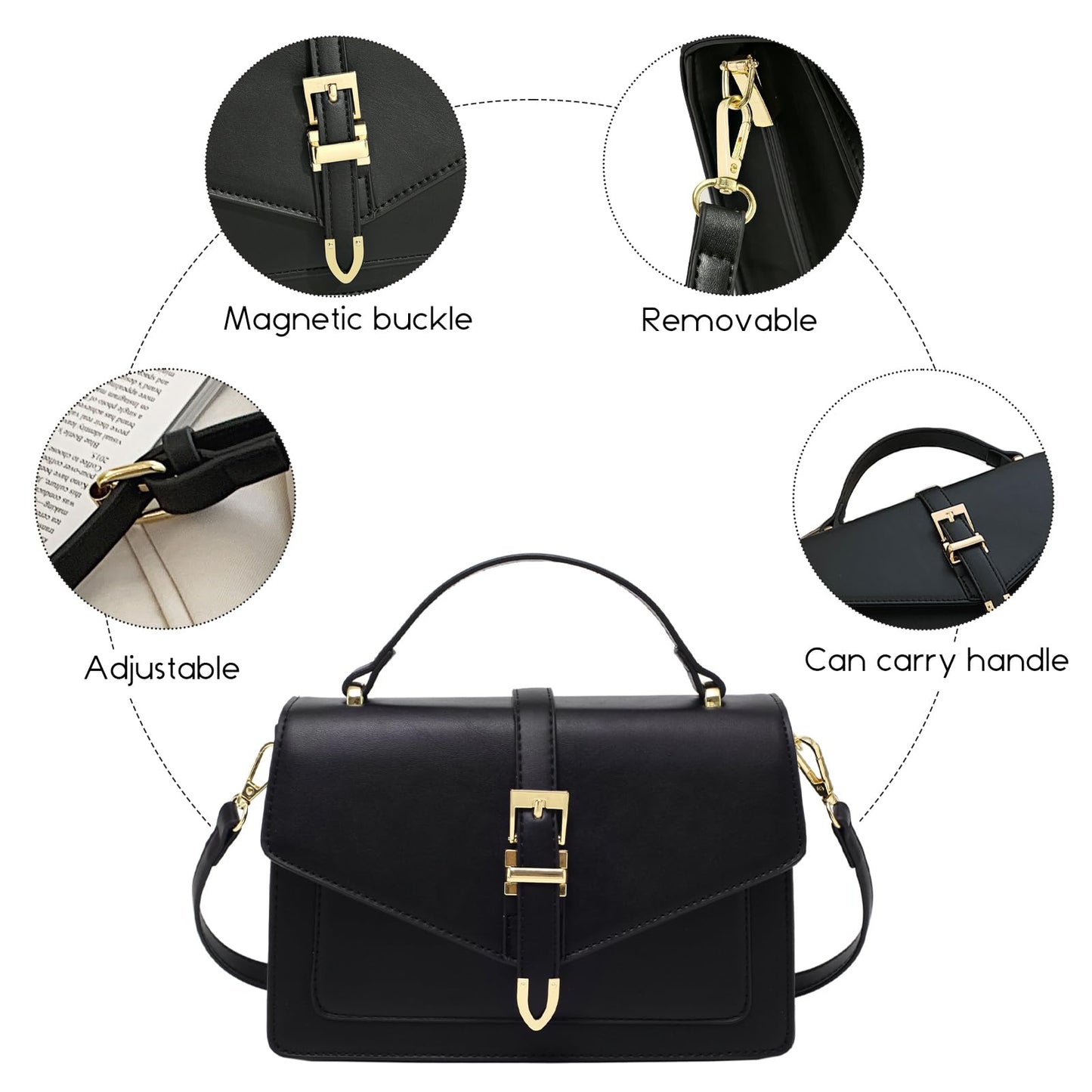 Travistar Crossbody Bags for Women Trendy - Small Cross Body Purse Shoulder Bag Leather Handbags Evening Clutch with 2 Straps