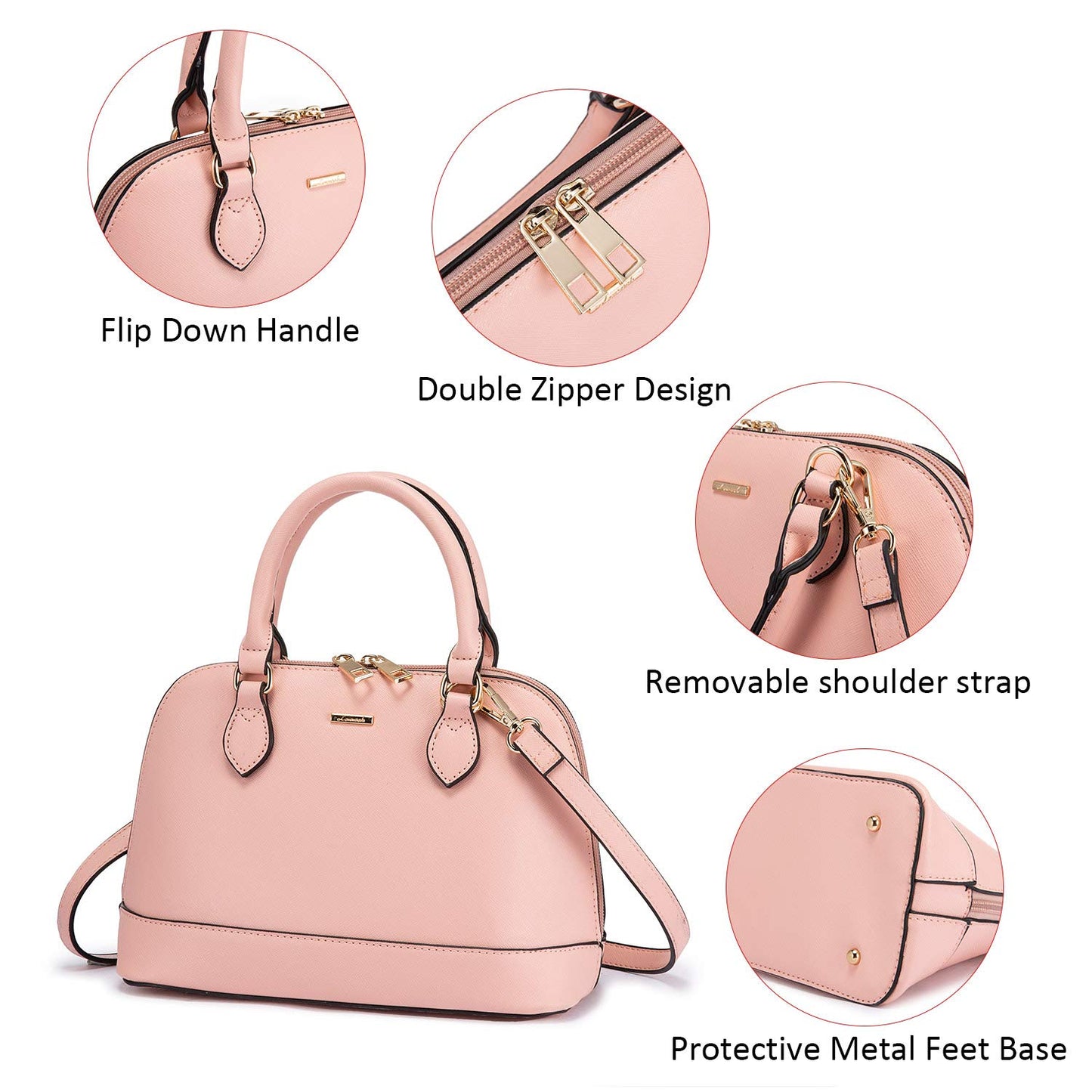 LOVEVOOK Purse for Women Small Crossbody Bags Classic Double Zip Top Handle Dome Satchel Bag