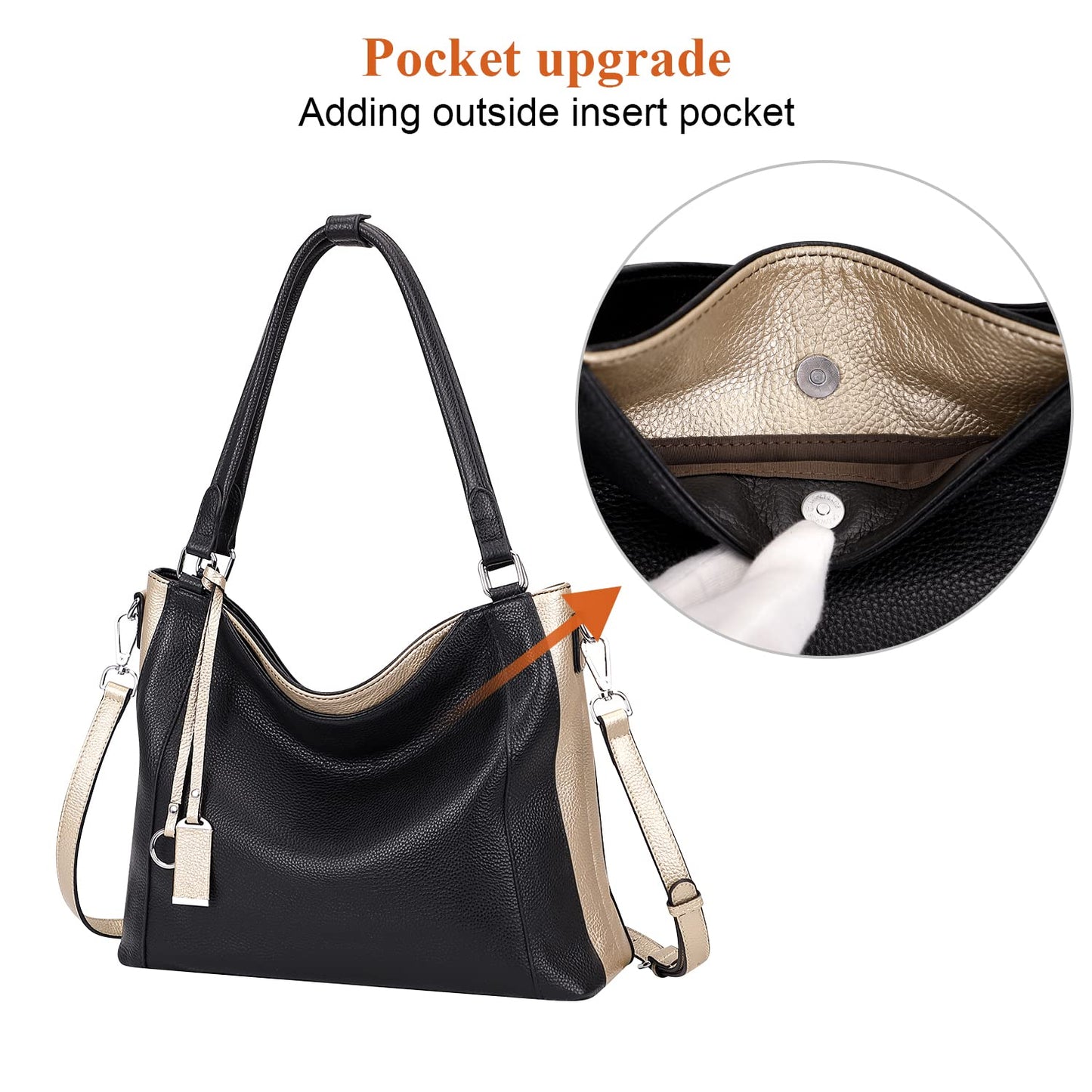 Over Earth Soft Leather Handbags for Women Shoulder Hobo Bag Large Tote Crossbody Bag