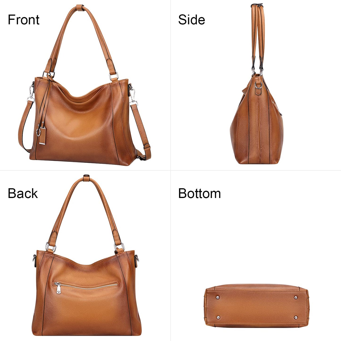 Over Earth Soft Leather Handbags for Women Shoulder Hobo Bag Large Tote Crossbody Bag