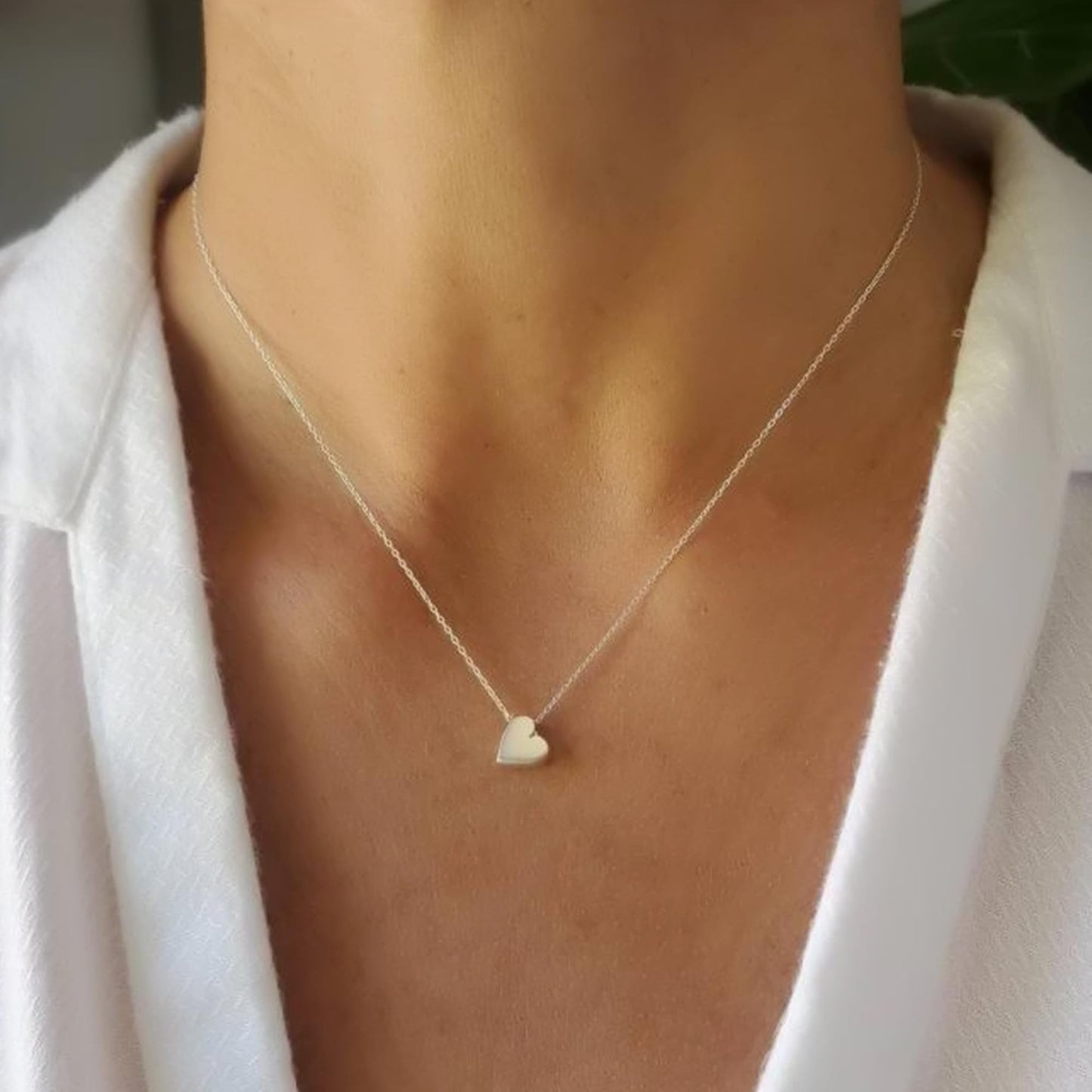 Dainty Gold Necklace for Women Girls Trendy - 14K Gold/Silver Plated Cute Heart Necklace for Women Handmade Heart Choker Necklace Tiny Heart Jewelry Gifts for Women Girls Teen Girls Stuff