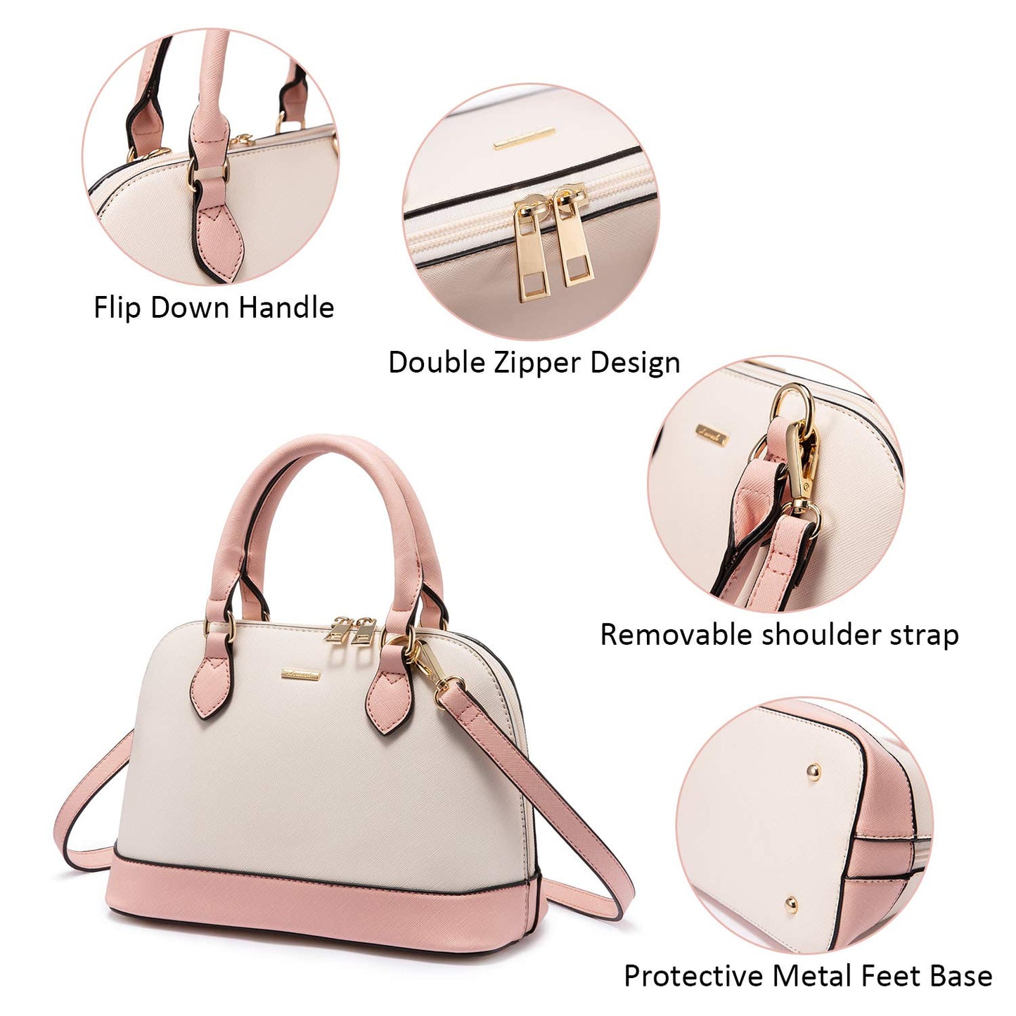 LOVEVOOK Purse for Women Small Crossbody Bags Classic Double Zip Top Handle Dome Satchel Bag