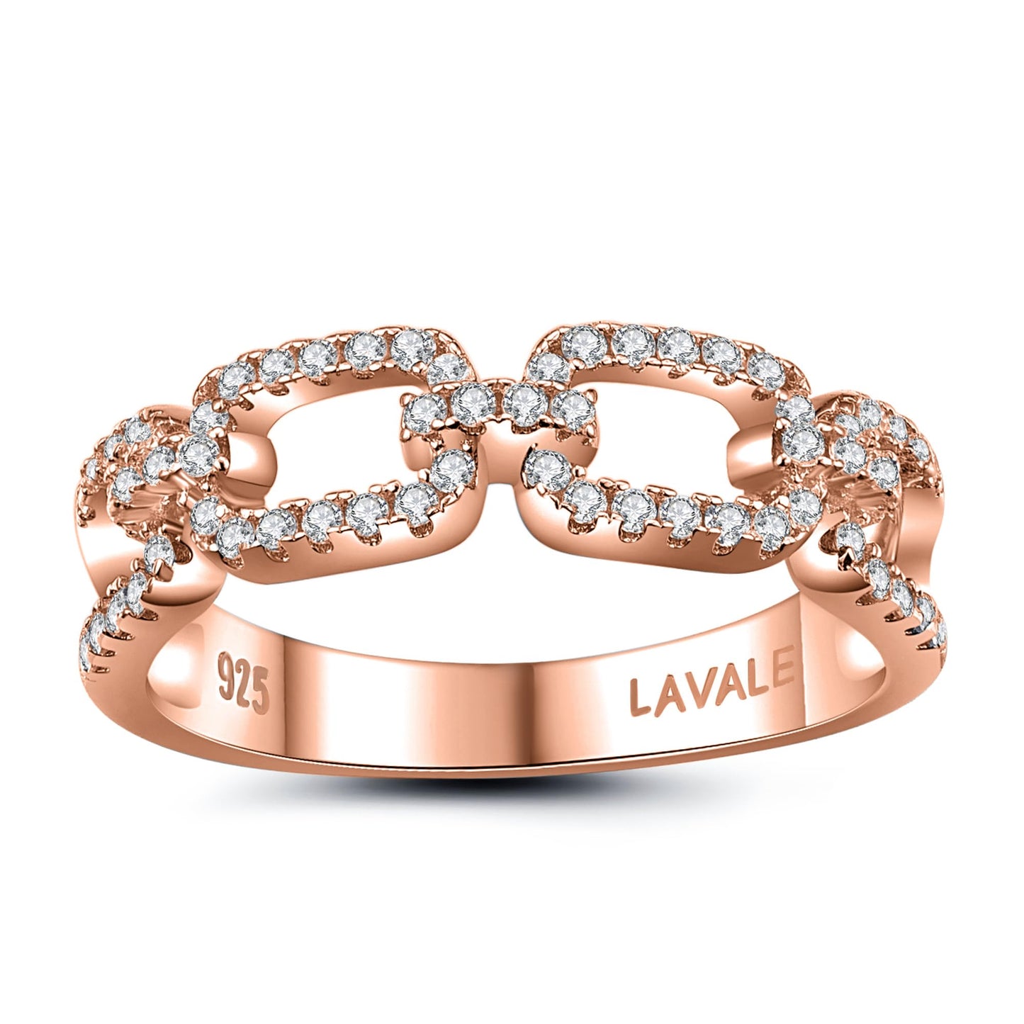 LAVALE Moissanite Ring for Women,Twist Link D Color VVS1 Lab Created Diamond Rings,Half Eternity Stackable Band Ring,S925 Sterling Silver Chain Link Ring