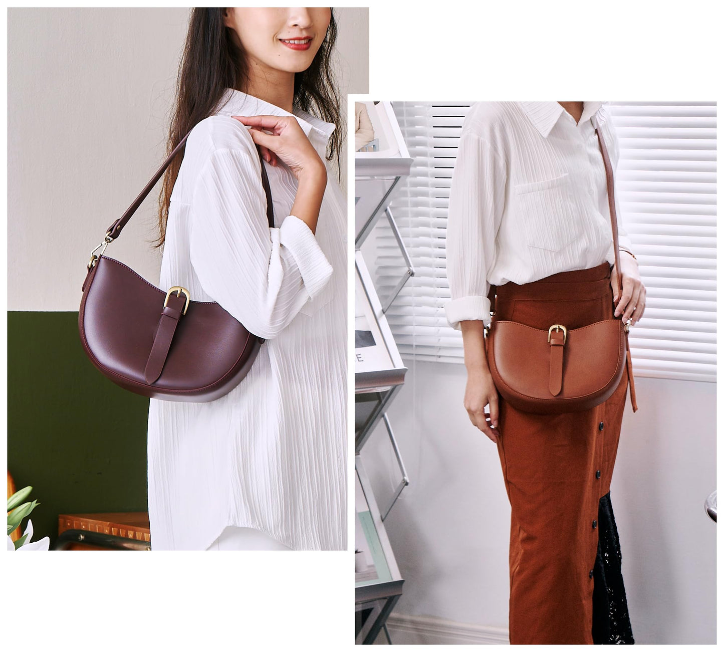 Vintage Vegan Leather Shoulder Crescent Bag For Women Retro Lunar Purse Casual Hobo Satchel Under Arm Purse Lady Handbag