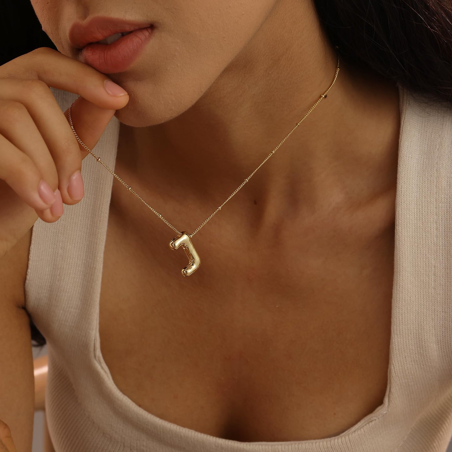 Gold Bubble Letter Necklace for Women, 14k Gold Plated Balloon Initial Letter Pendant Necklace Dainty Charm Initial Necklaces for Women Trendy Chunky Custom Name Necklace Gold Jewelry for Women