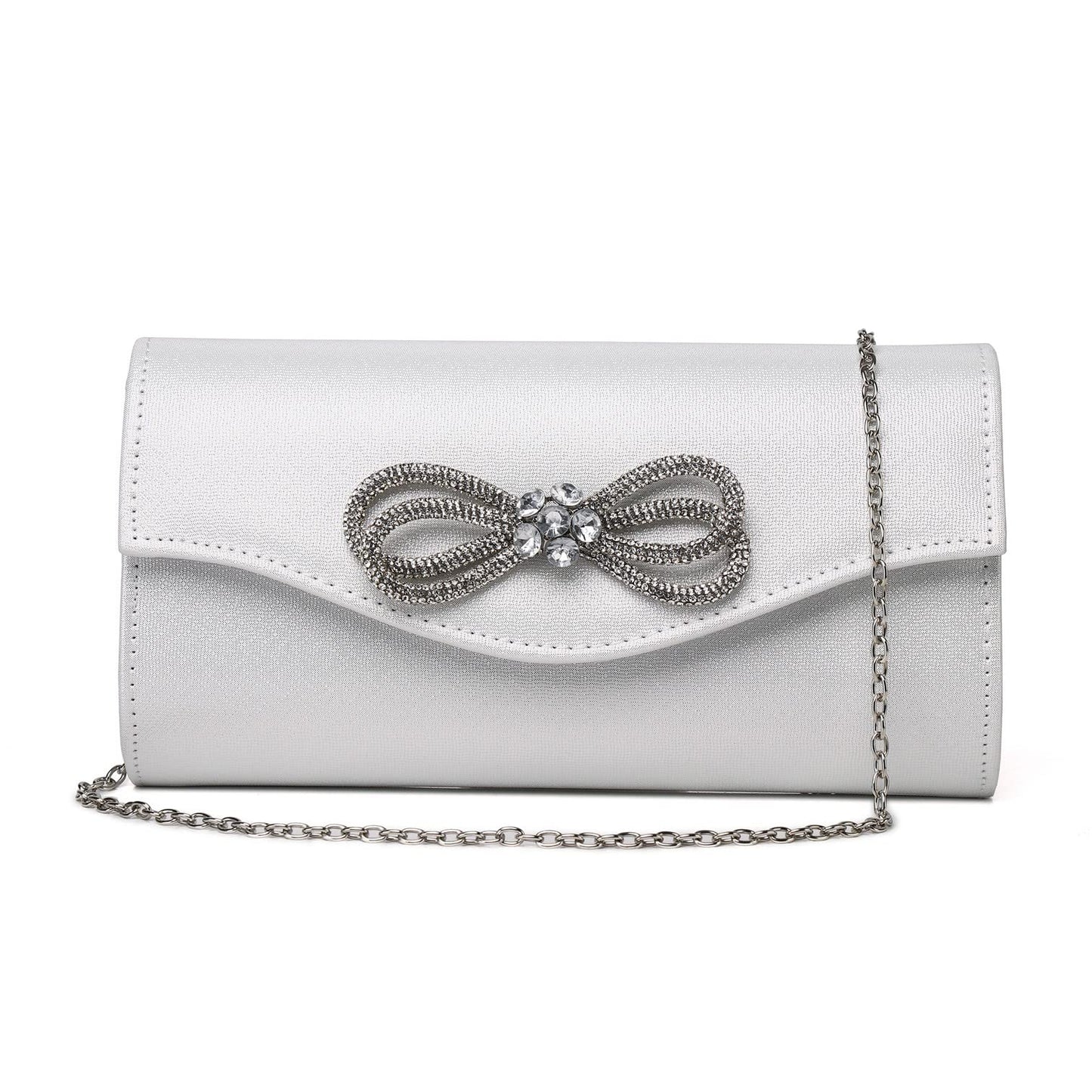 Women Evening Handbag Shiny Crystal Bow Flap Clutch Purse for Women Wedding Party Prom Purse