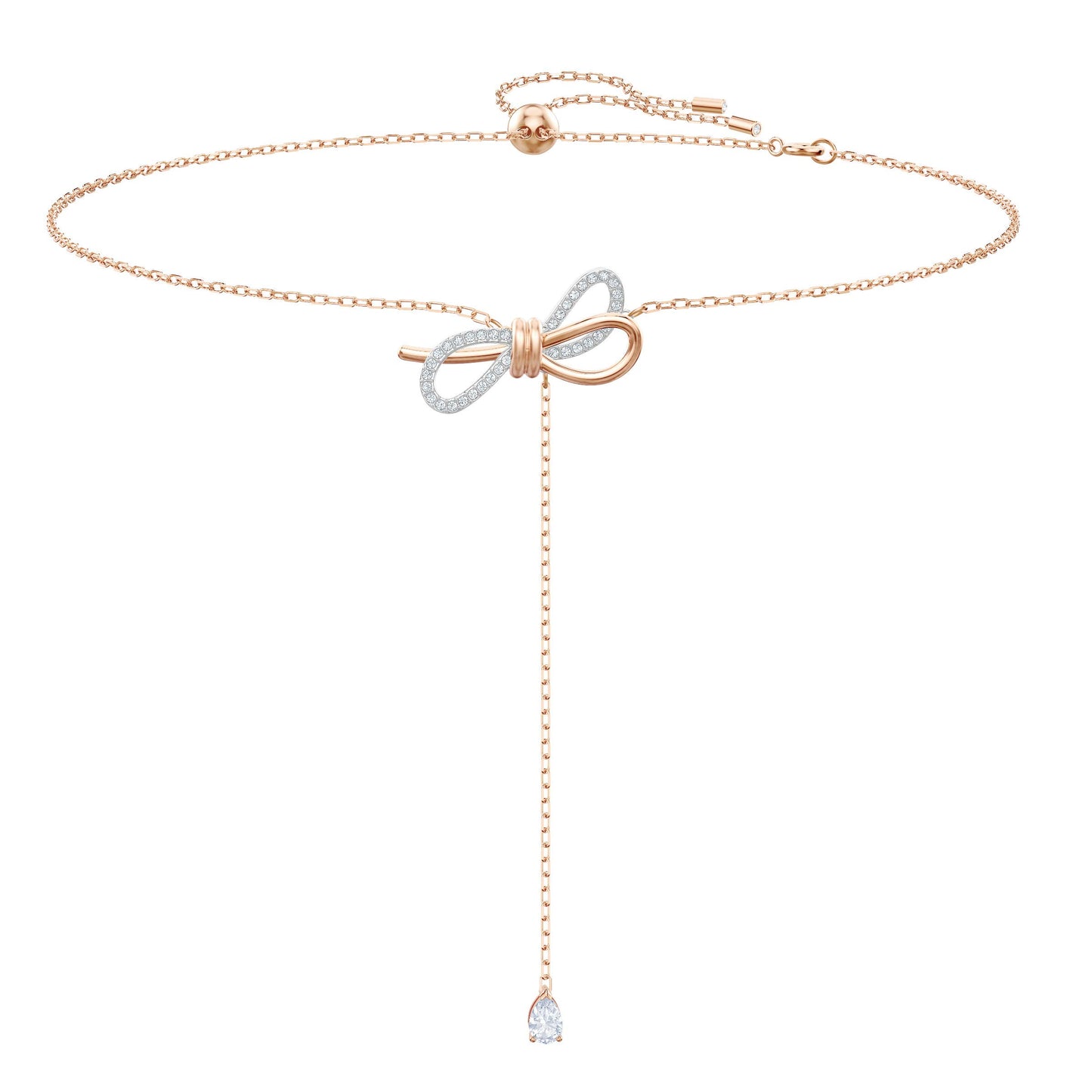 Swarovski Lifelong Bow Necklace and Bracelet Jewelry Collection, Clear Crystals, Rhodium Finish