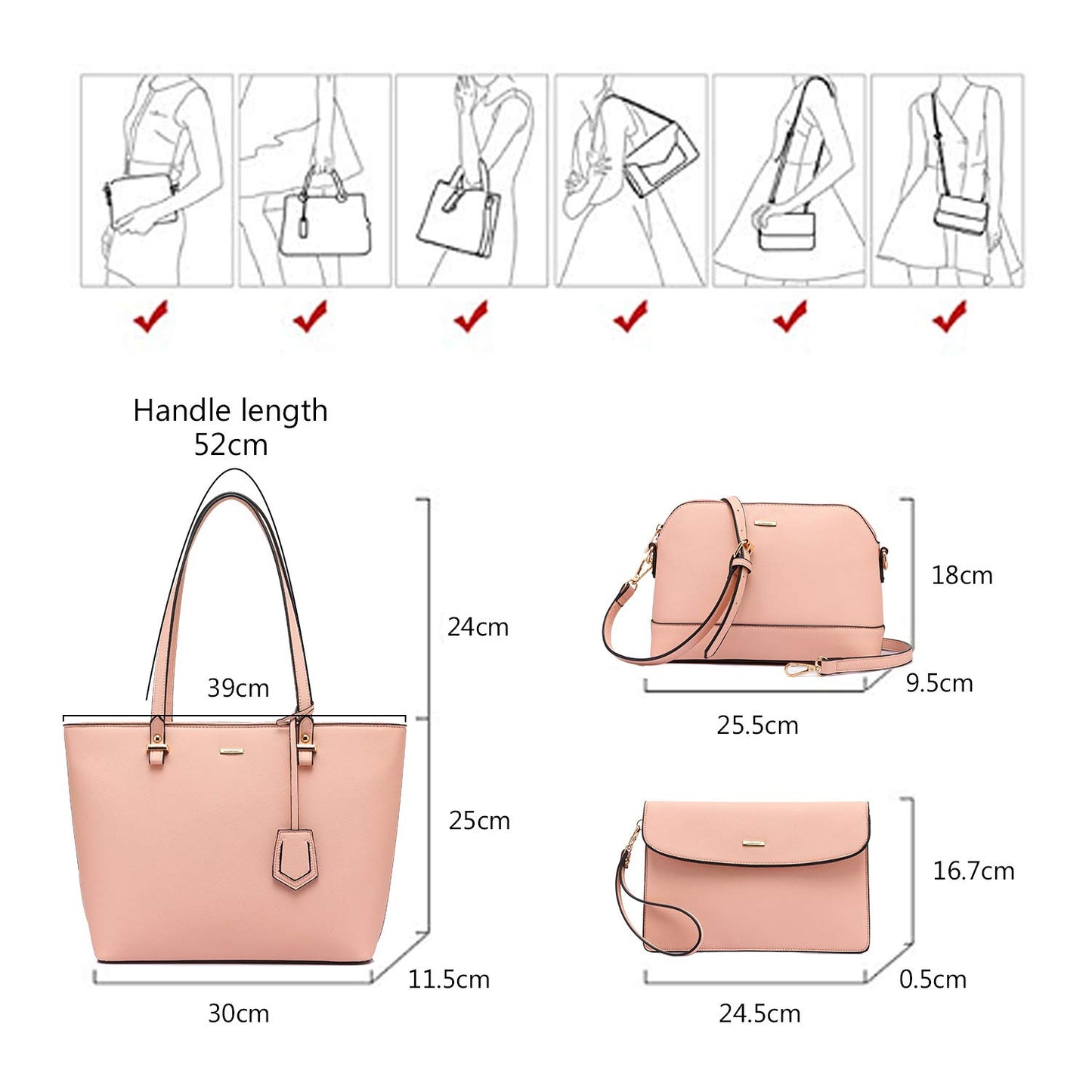 LOVEVOOK Handbags for Women Shoulder Bags Tote Satchel Hobo 3pcs Purse Set