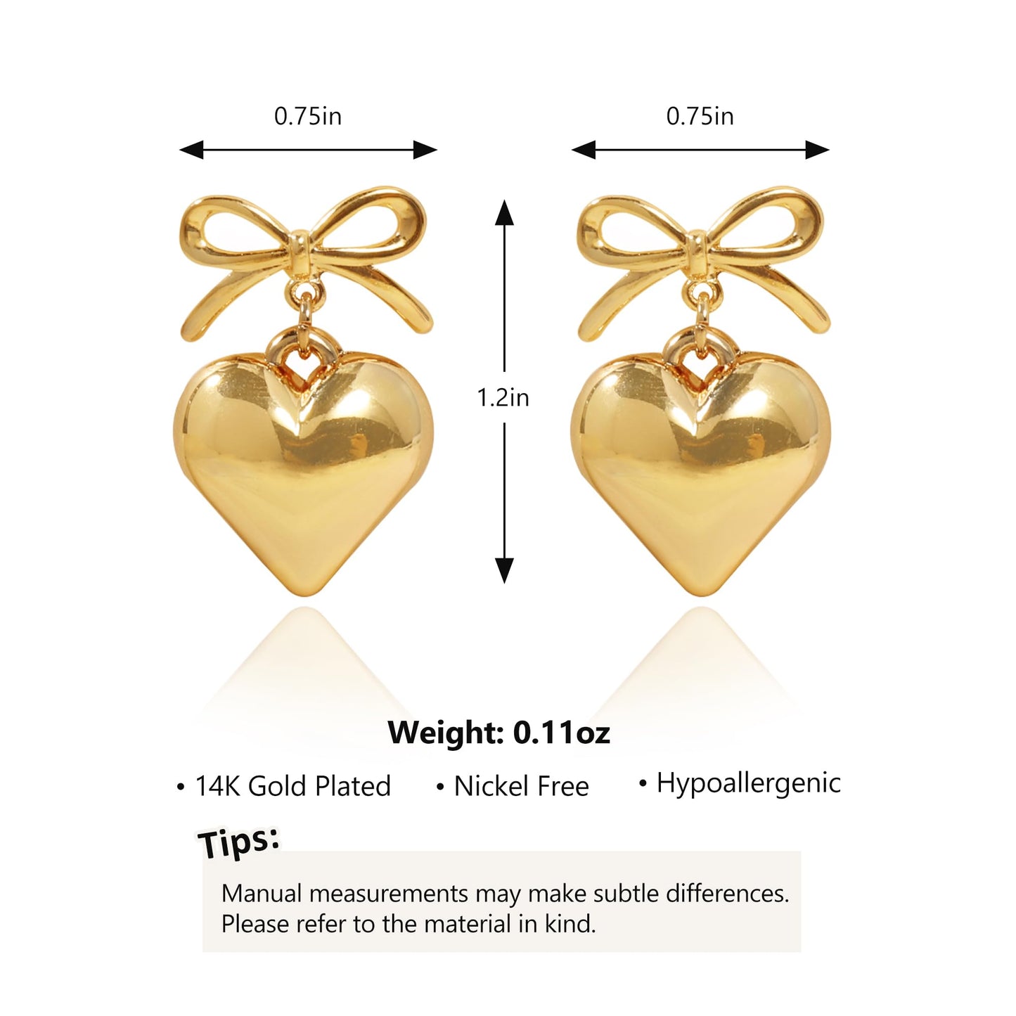 Women Bow Earrings - 18K Gold Plated Bow Stud Earrings Bow Dangle Drop Earrings Ribbon Earrings