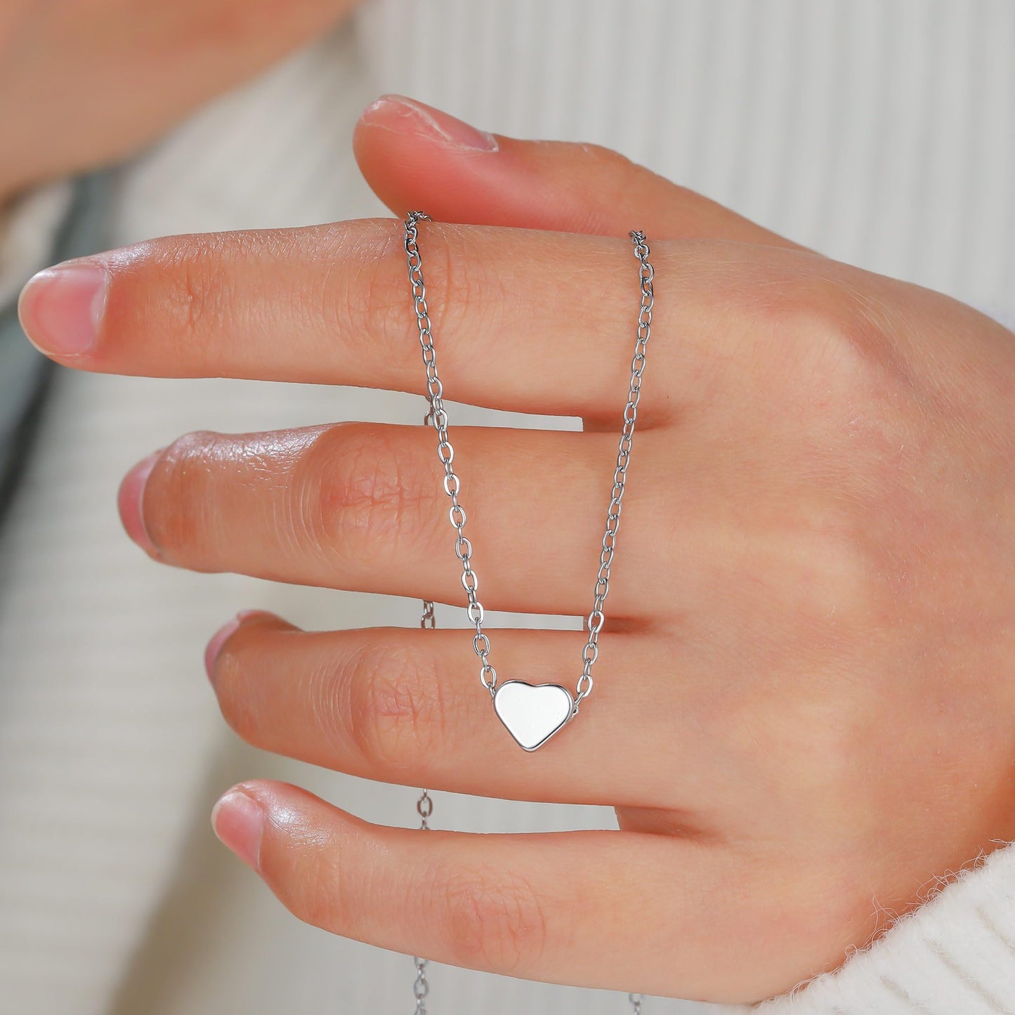 Dainty Gold Necklace for Women Girls Trendy - 14K Gold/Silver Plated Cute Heart Necklace for Women Handmade Heart Choker Necklace Tiny Heart Jewelry Gifts for Women Girls Teen Girls Stuff