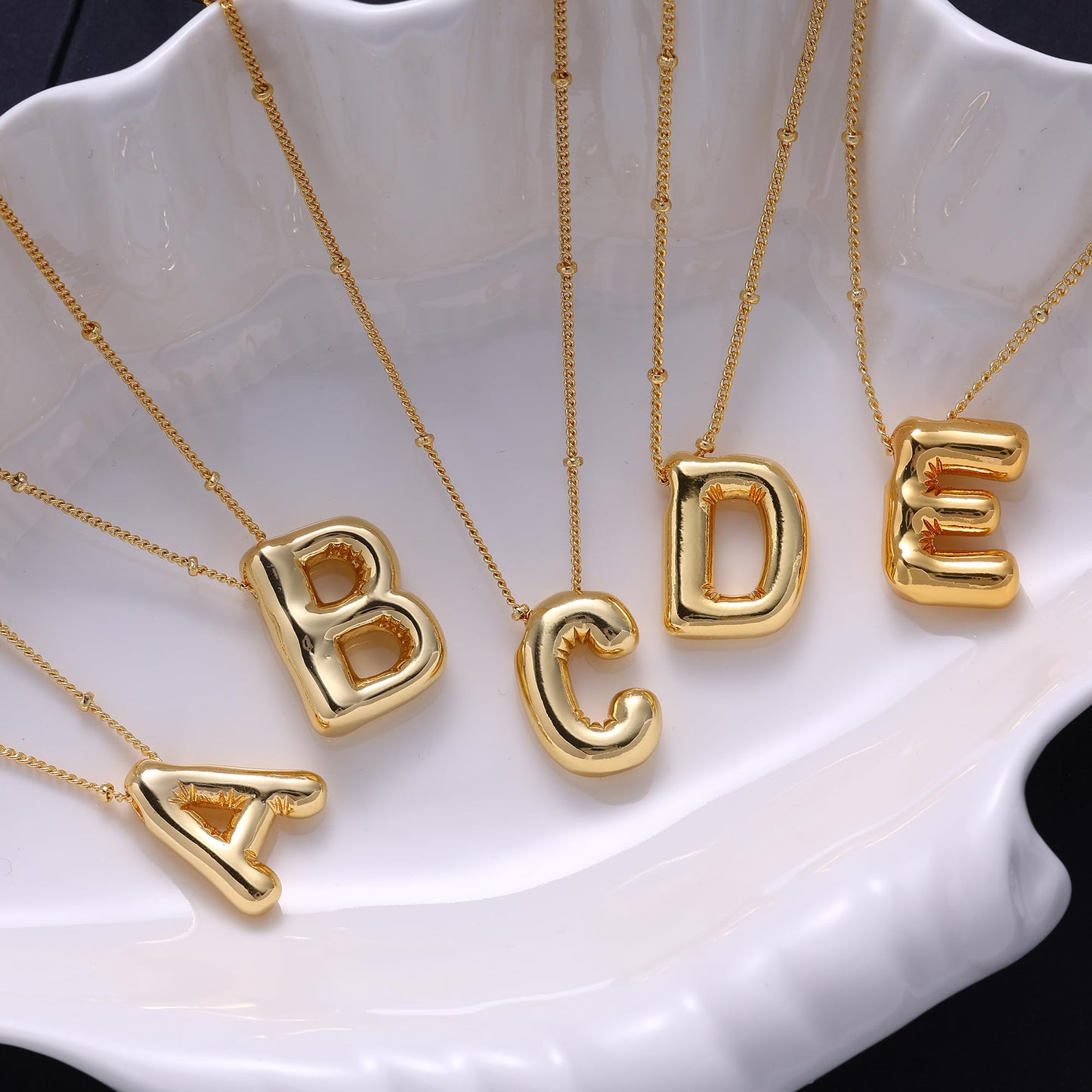 Gold Bubble Letter Necklace for Women, 14k Gold Plated Balloon Initial Letter Pendant Necklace Dainty Charm Initial Necklaces for Women Trendy Chunky Custom Name Necklace Gold Jewelry for Women