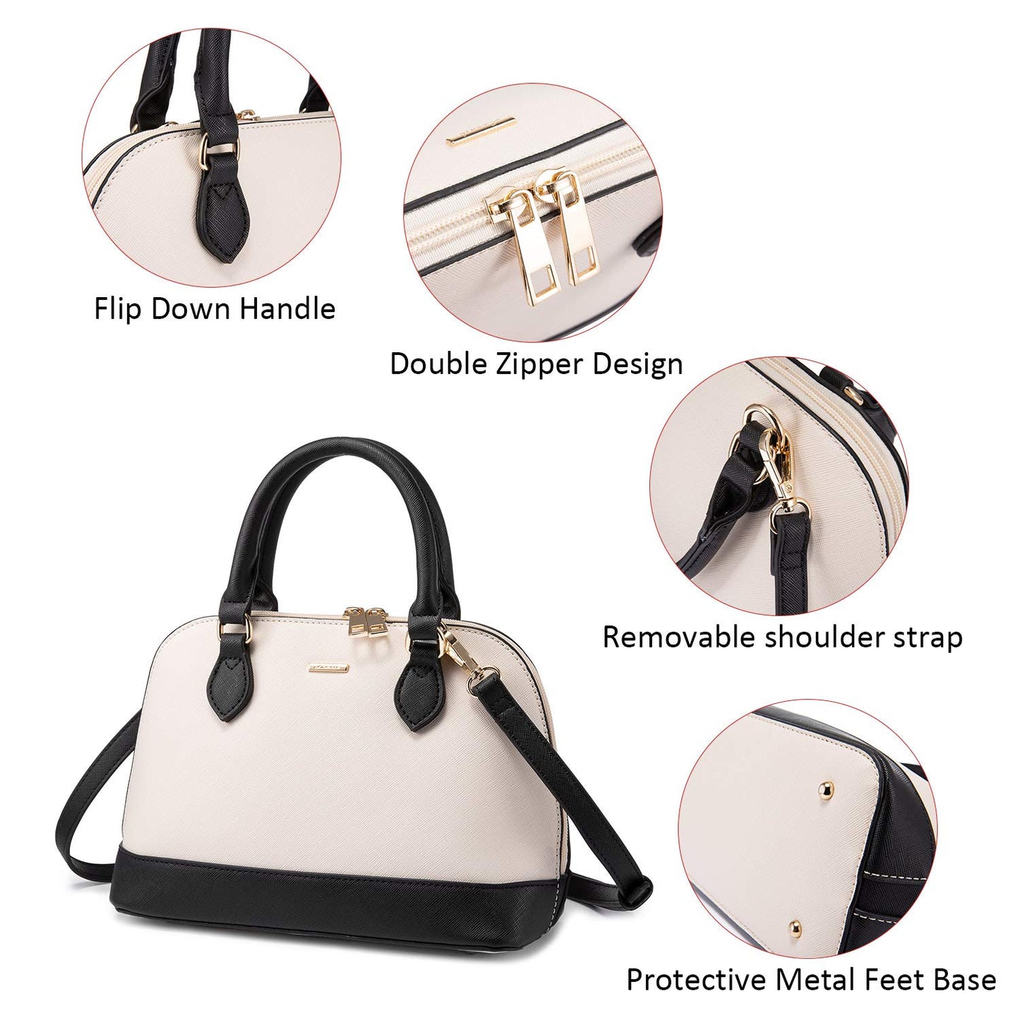 LOVEVOOK Purse for Women Small Crossbody Bags Classic Double Zip Top Handle Dome Satchel Bag