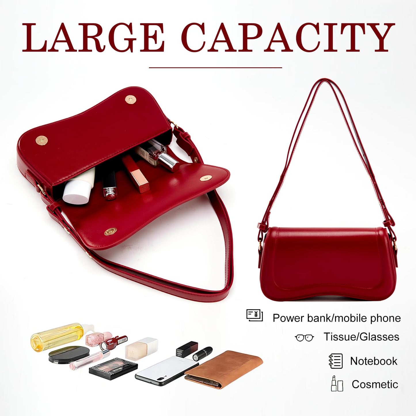 Small Shoulder Bag for women,Crossbody Purses,Leather Tote Handbag Clutch Hobo Purse,with Zipper Closure for Women