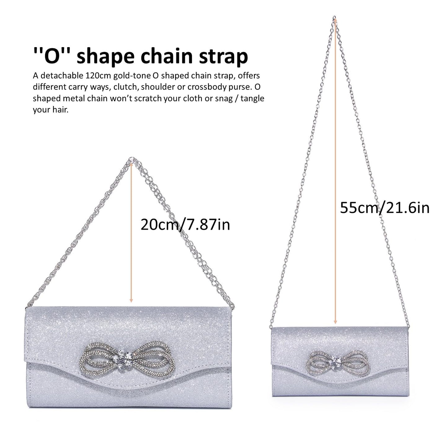 Women Evening Handbag Shiny Crystal Bow Flap Clutch Purse for Women Wedding Party Prom Purse