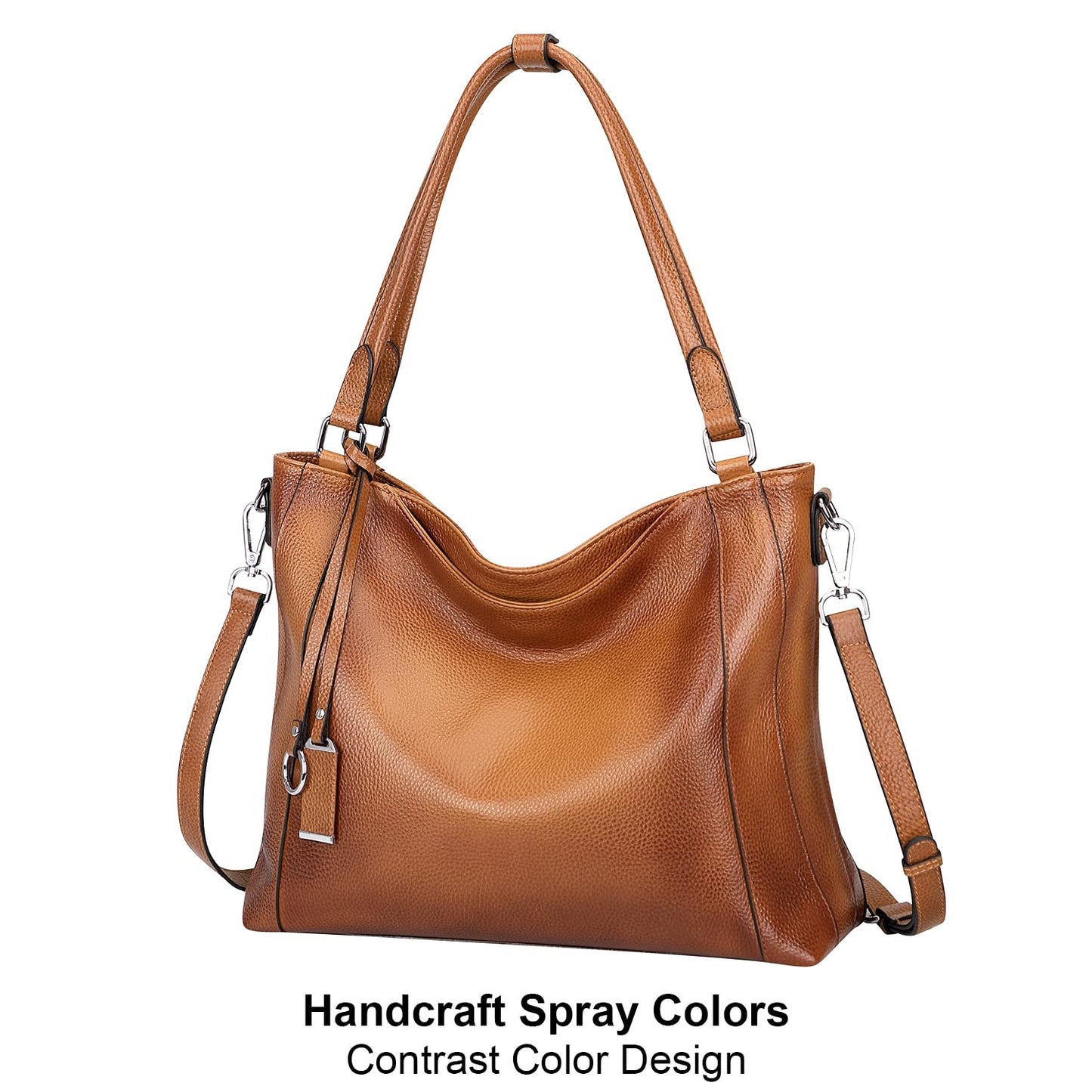 Over Earth Soft Leather Handbags for Women Shoulder Hobo Bag Large Tote Crossbody Bag