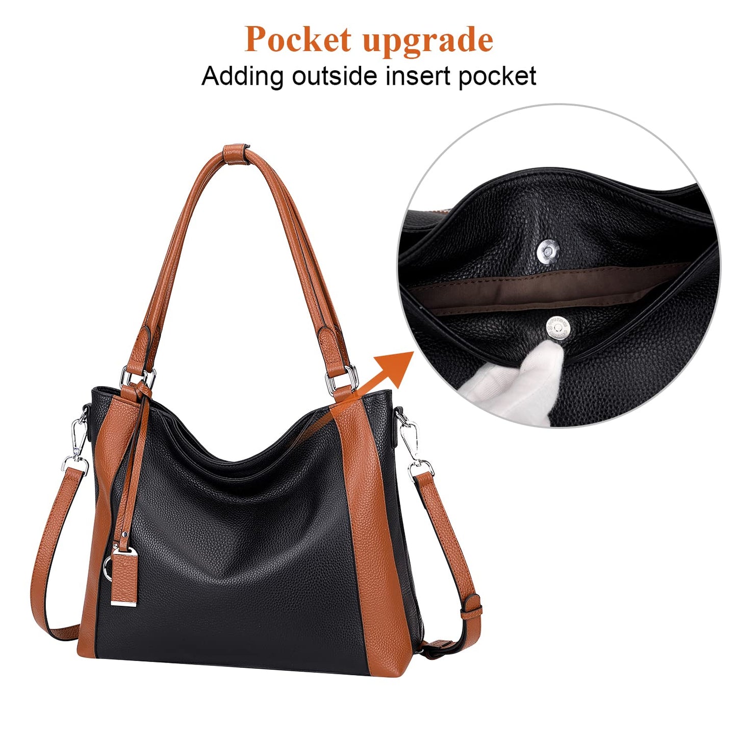 Over Earth Soft Leather Handbags for Women Shoulder Hobo Bag Large Tote Crossbody Bag