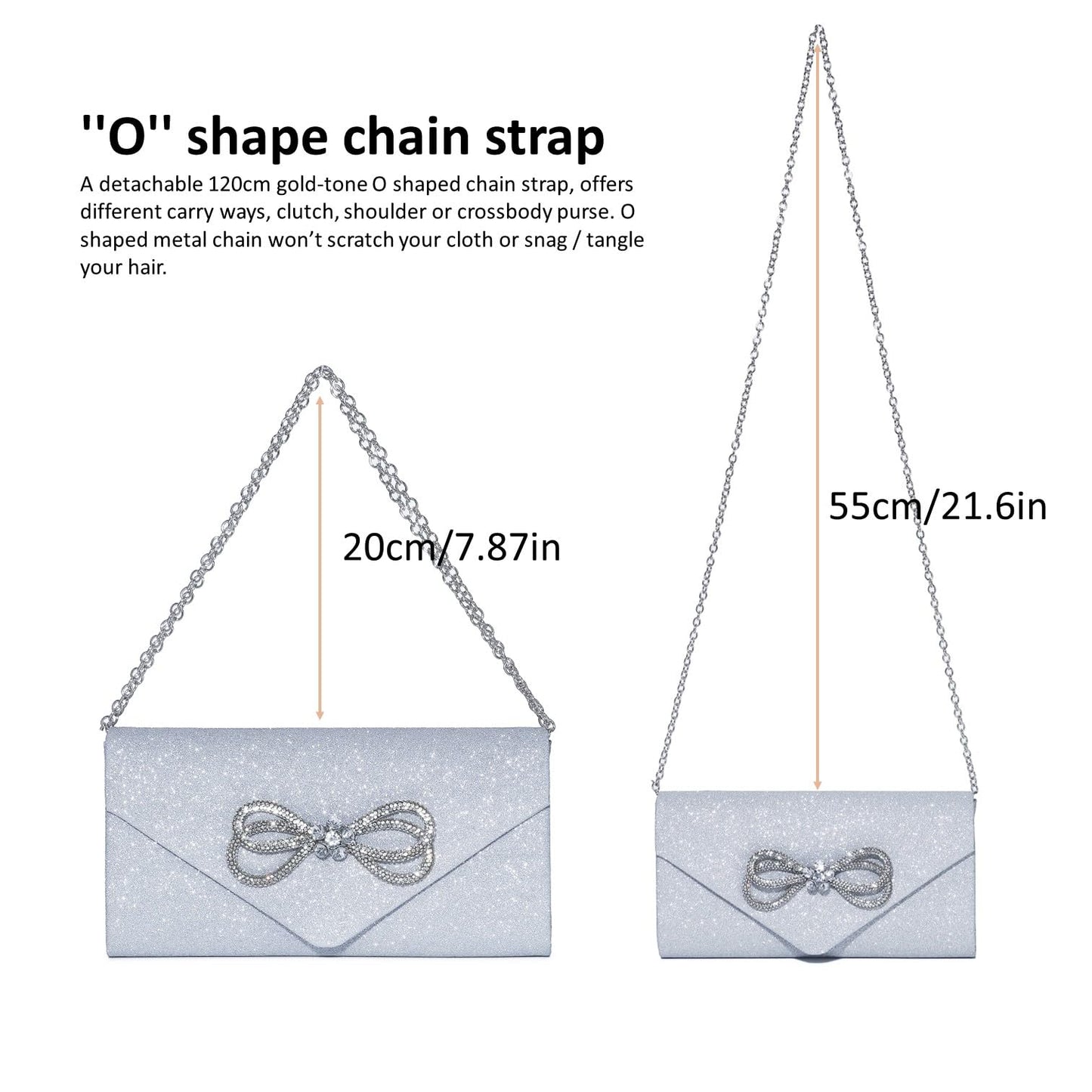 Women Evening Handbag Shiny Crystal Bow Flap Clutch Purse for Women Wedding Party Prom Purse