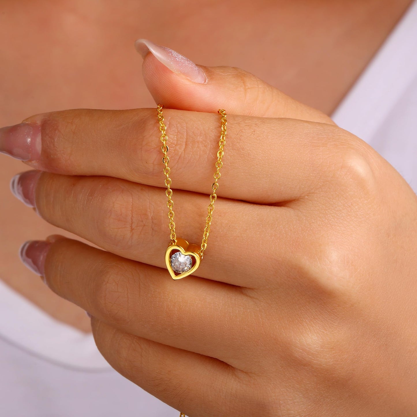 Dainty Gold Necklace for Women Girls Trendy - 14K Gold/Silver Plated Cute Heart Necklace for Women Handmade Heart Choker Necklace Tiny Heart Jewelry Gifts for Women Girls Teen Girls Stuff