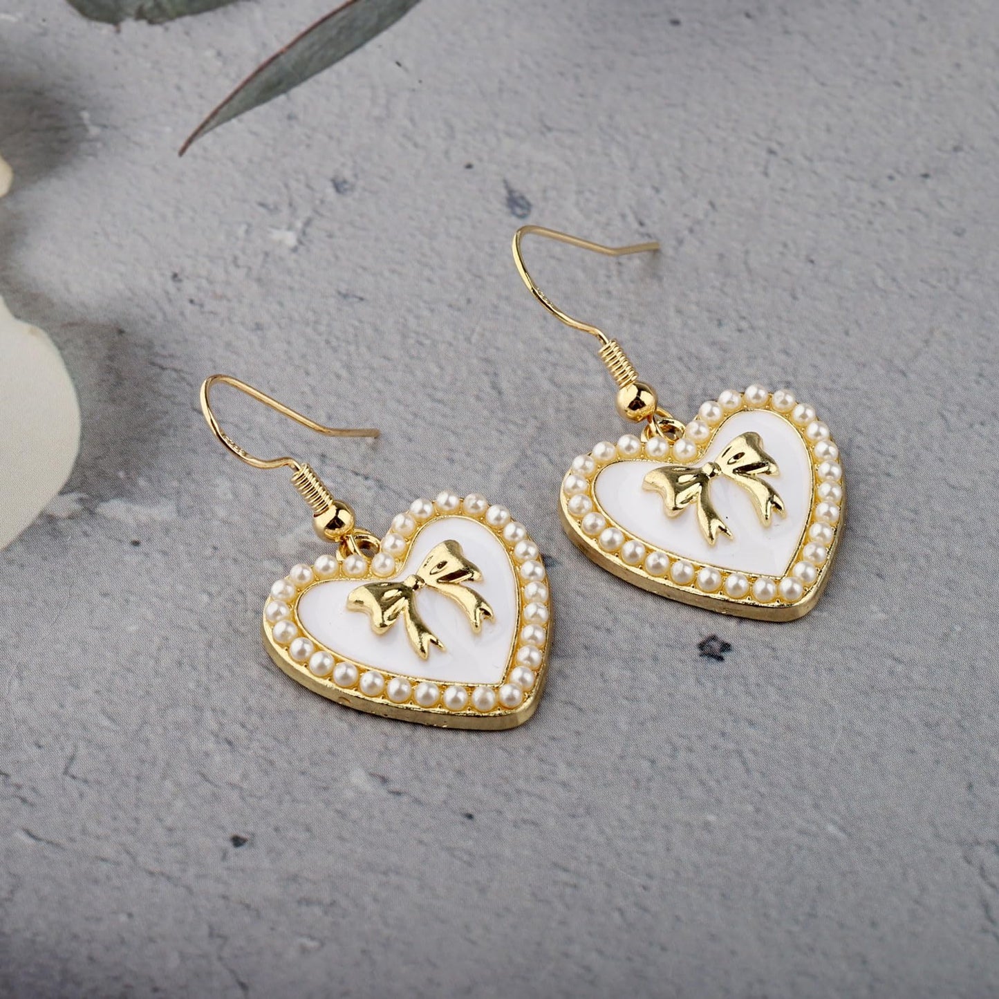 Coquette Girly Gift Jewelry Collection | Coquette Bow Earrings & Coquette Pearl Heart