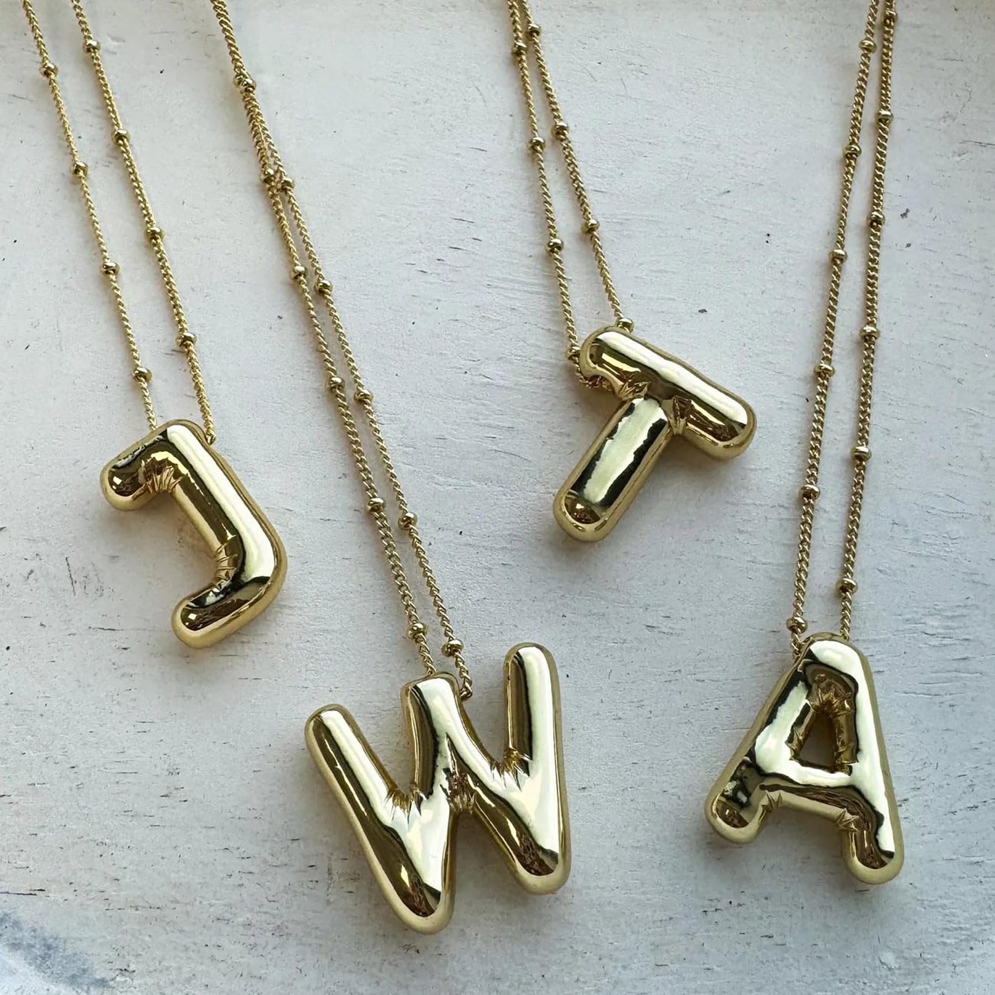 Gold Bubble Letter Necklace for Women, 14k Gold Plated Balloon Initial Letter Pendant Necklace Dainty Charm Initial Necklaces for Women Trendy Chunky Custom Name Necklace Gold Jewelry for Women