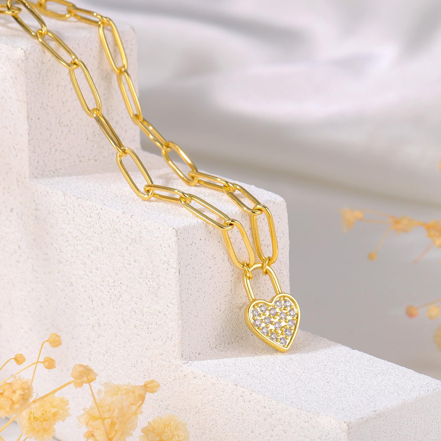 Dainty Gold Necklace for Women Girls Trendy - 14K Gold/Silver Plated Cute Heart Necklace for Women Handmade Heart Choker Necklace Tiny Heart Jewelry Gifts for Women Girls Teen Girls Stuff