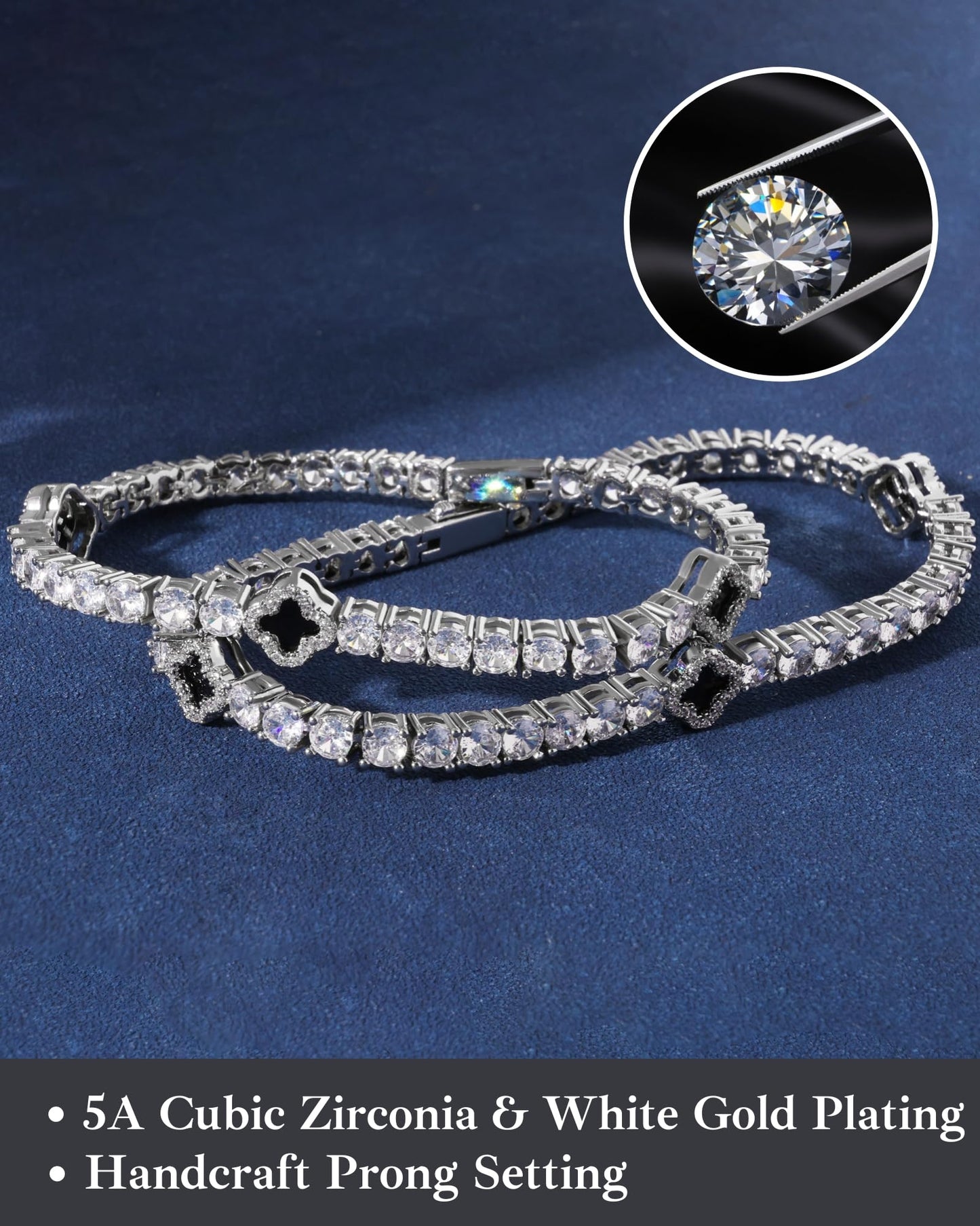 Clover Tennis Bracelet, Zircon Stones