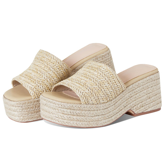 Platform Slip on Espadrille Sandals for Women Wedges Slides Bohemia Sandals Flatform Open Toe Beach Sandals