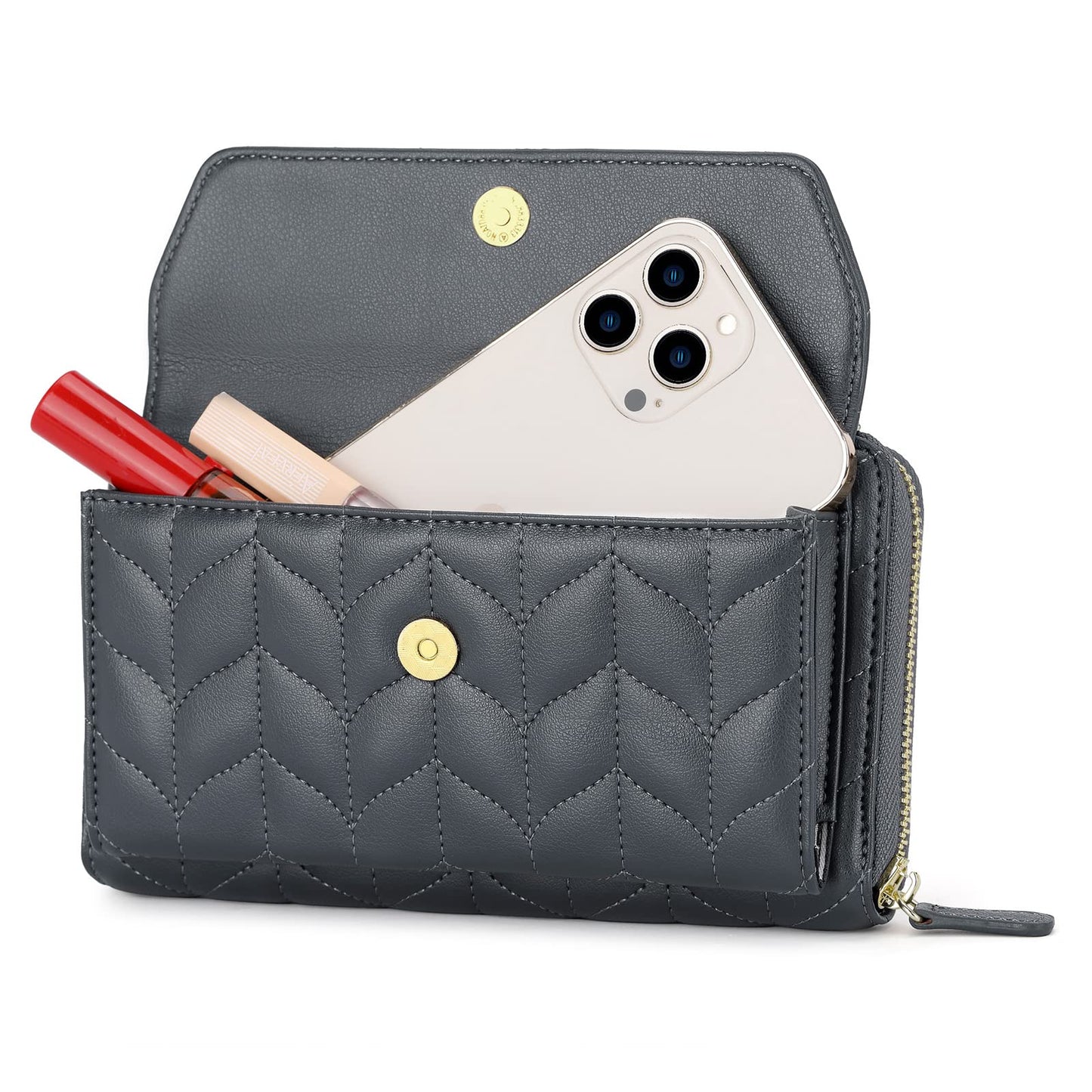 Womens RFID Wallet Purse Wristlet Crossbody Clutch with Zip Around 2 Strap