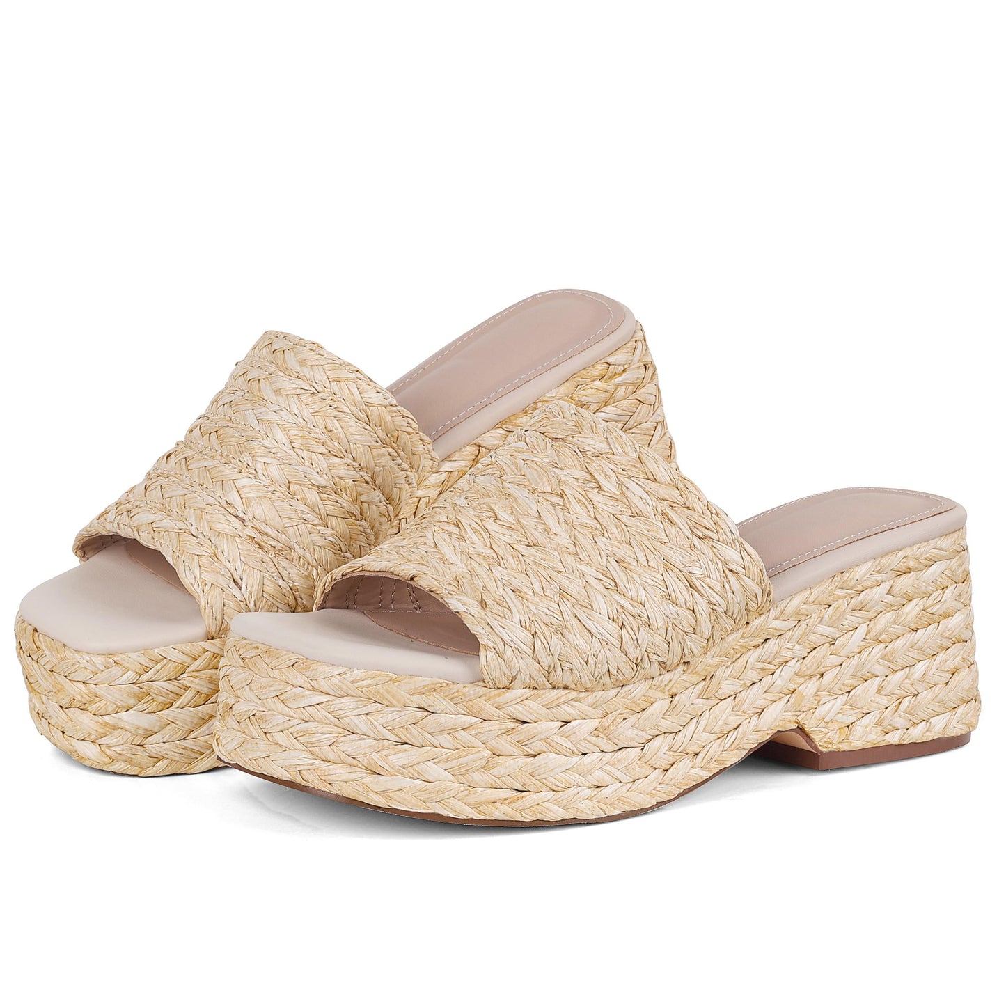 Platform Slip on Espadrille Sandals for Women Wedges Slides Bohemia Sandals Flatform Open Toe Beach Sandals