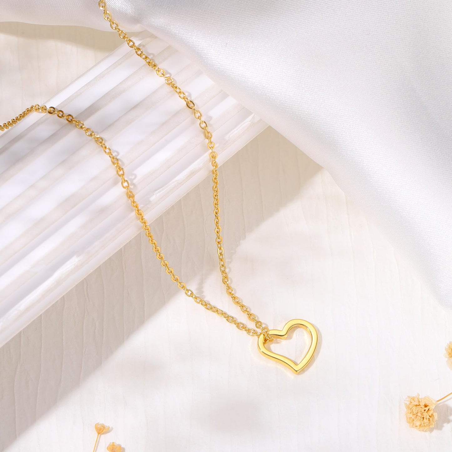 Dainty Gold Necklace for Women Girls Trendy - 14K Gold/Silver Plated Cute Heart Necklace for Women Handmade Heart Choker Necklace Tiny Heart Jewelry Gifts for Women Girls Teen Girls Stuff