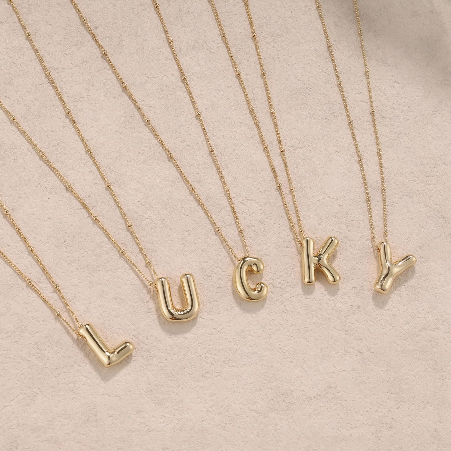 Gold Bubble Letter Necklace for Women, 14k Gold Plated Balloon Initial Letter Pendant Necklace Dainty Charm Initial Necklaces for Women Trendy Chunky Custom Name Necklace Gold Jewelry for Women