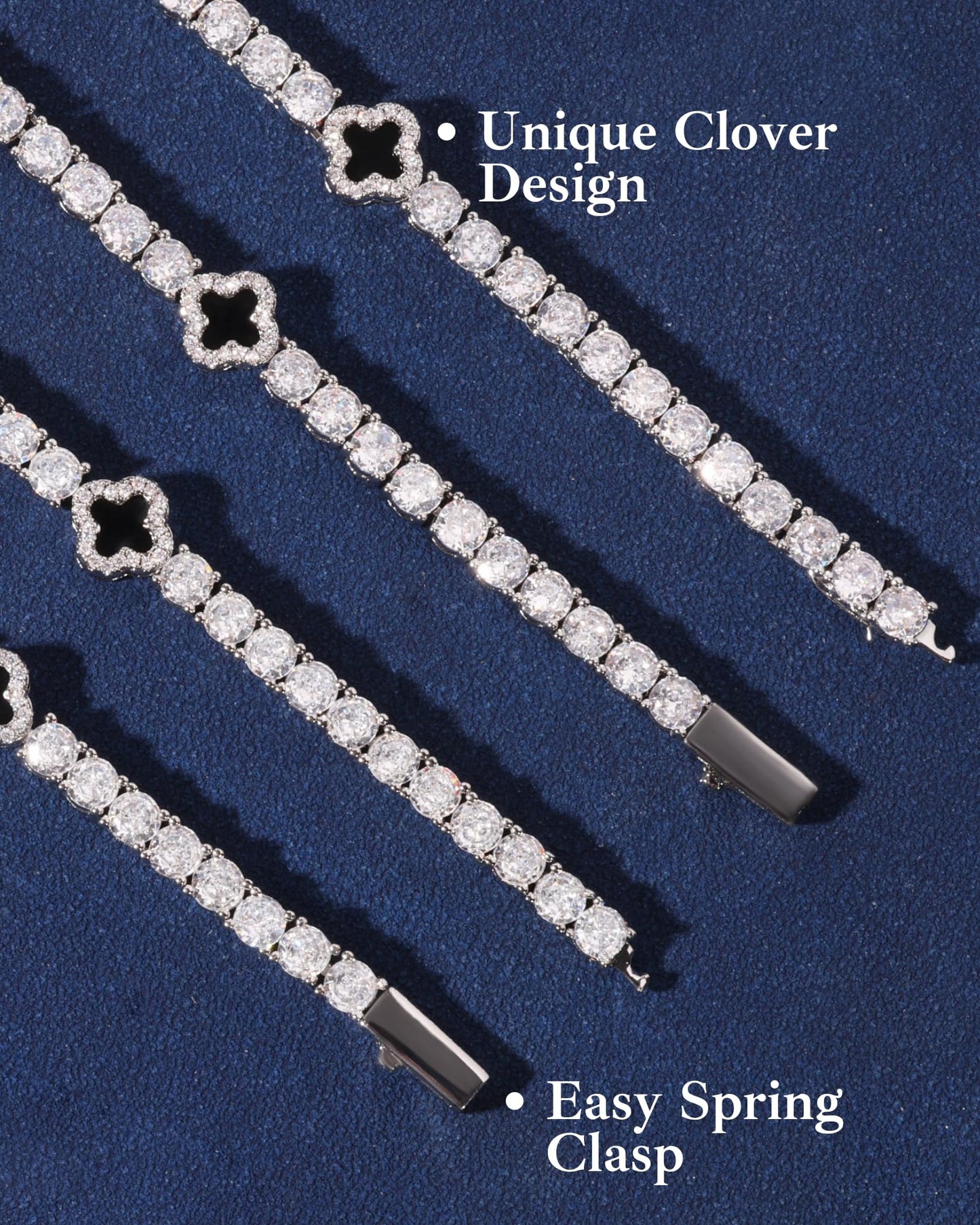 Clover Tennis Bracelet, Zircon Stones