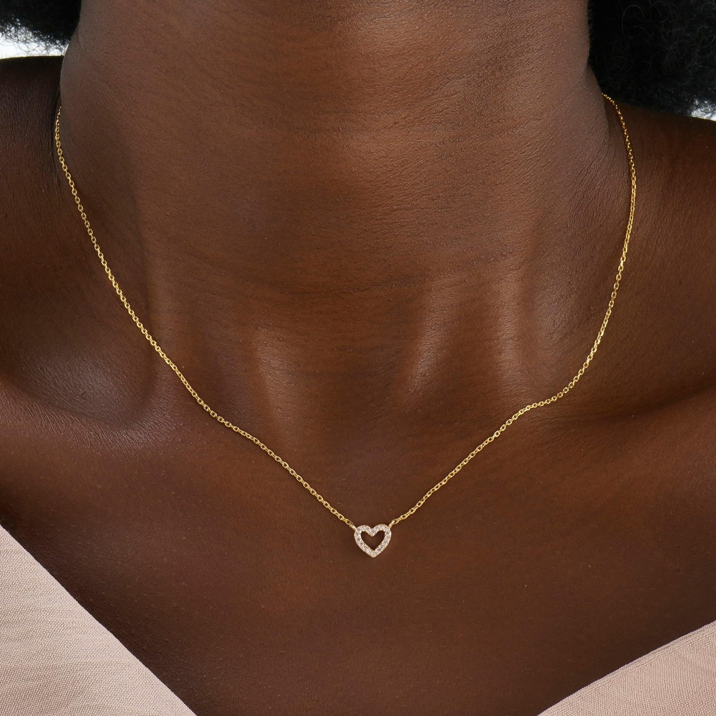 Dainty Gold Necklace for Women Girls Trendy - 14K Gold/Silver Plated Cute Heart Necklace for Women Handmade Heart Choker Necklace Tiny Heart Jewelry Gifts for Women Girls Teen Girls Stuff