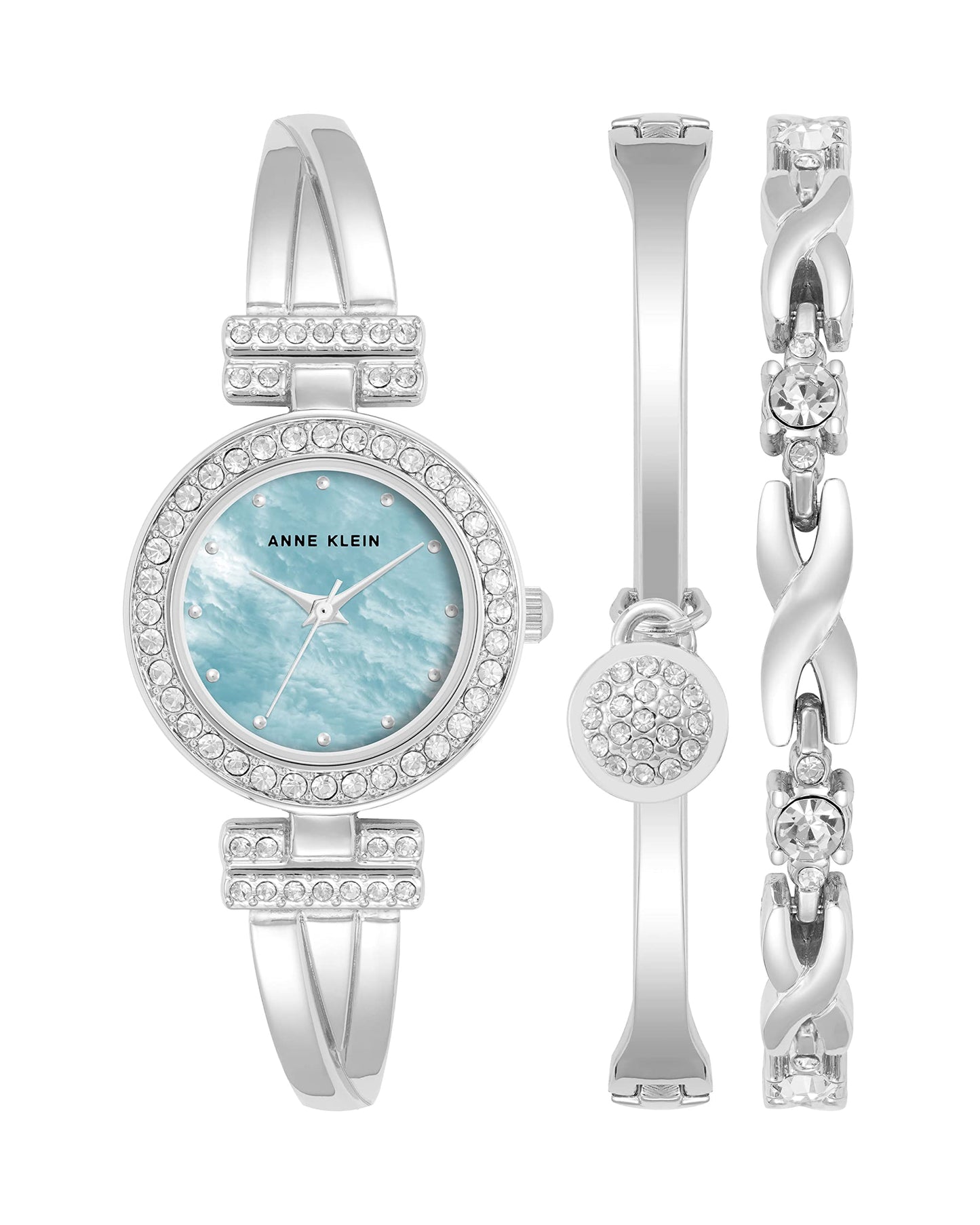 Women's Premium Crystal Accented Bangle Watch and Bracelet Set | Anne Klein