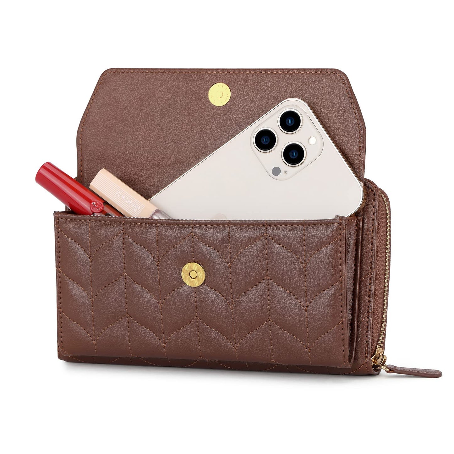 Womens RFID Wallet Purse Wristlet Crossbody Clutch with Zip Around 2 Strap